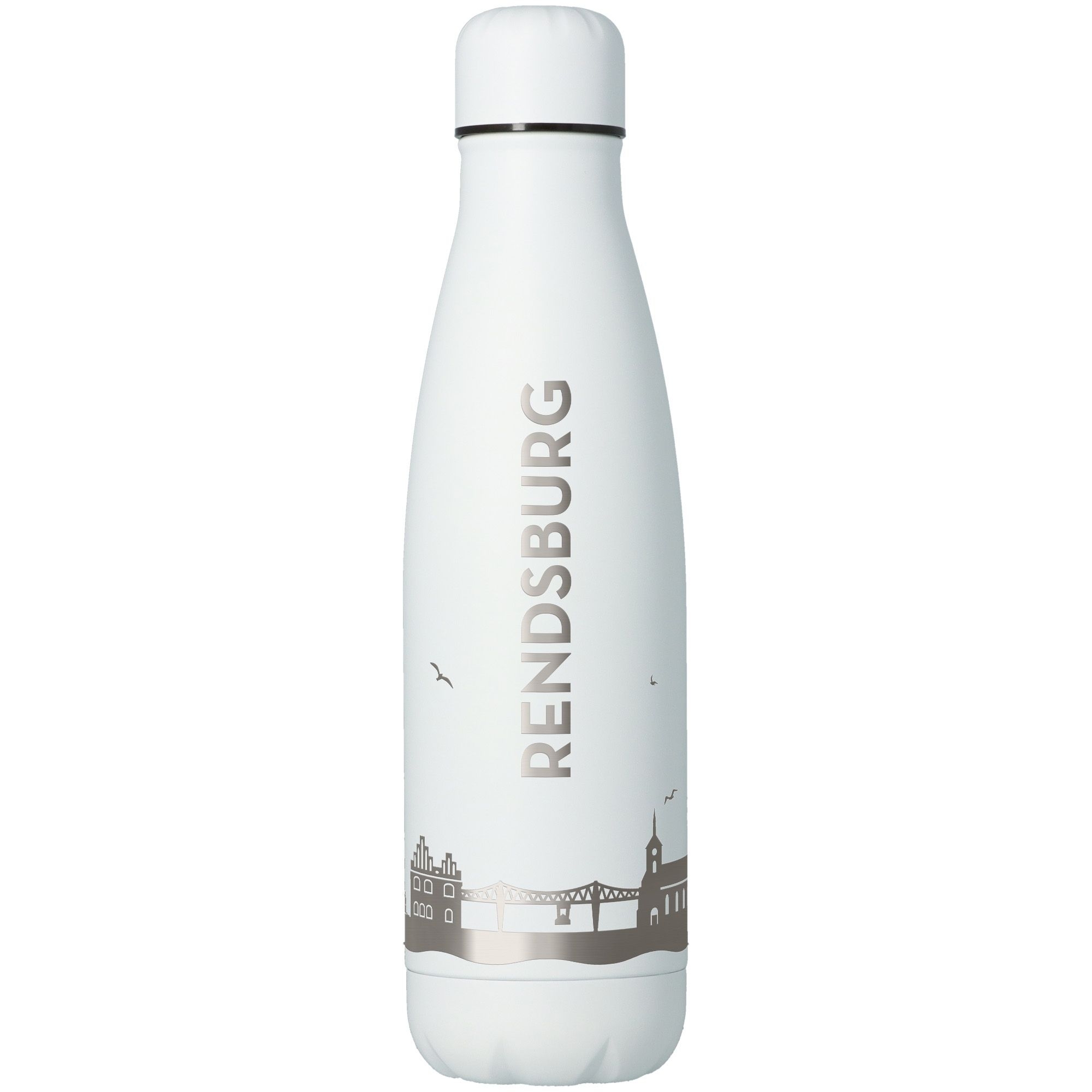 Trinkflasche Skyline Rendsburg Weiß 500ml Flasche, Wasserflasche, Shaker