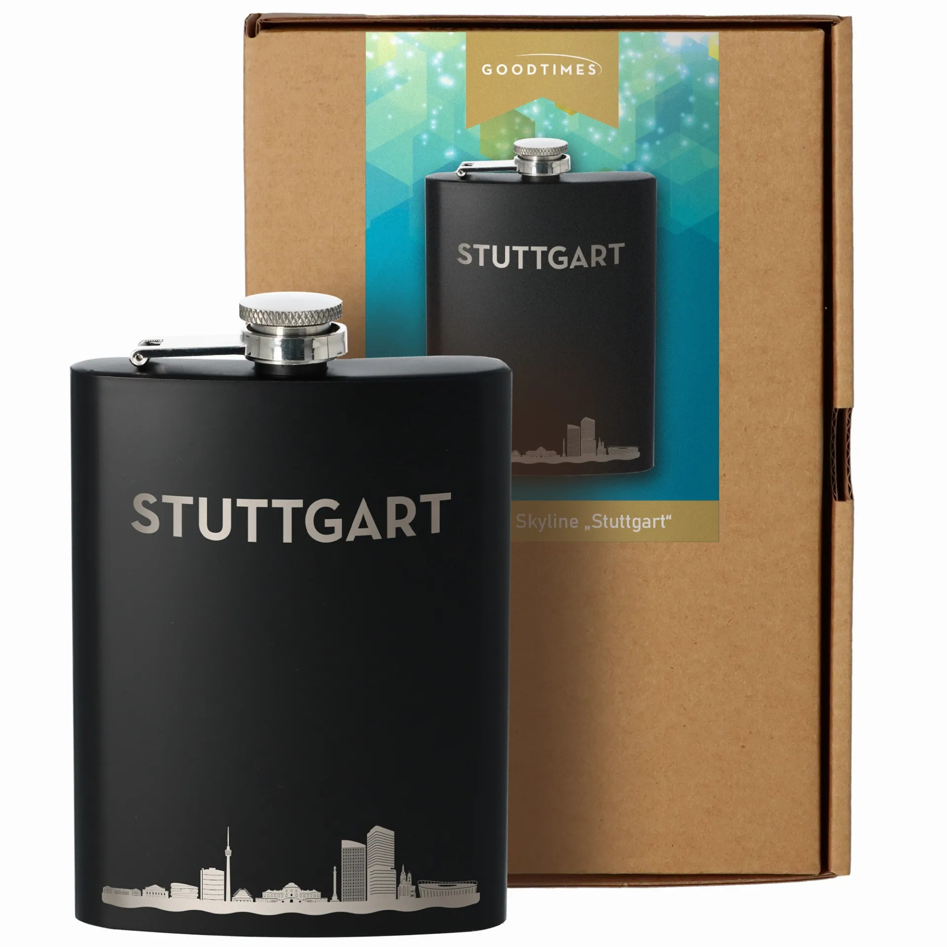 Flachmann Skyline Stuttgart Schwarz 235ml
