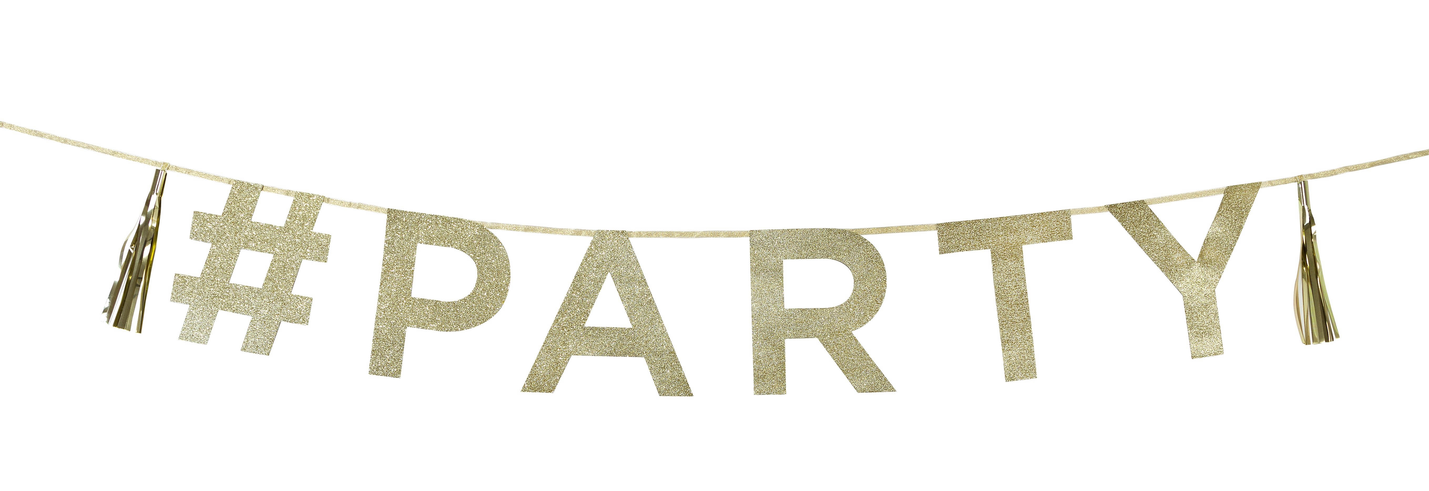 Say It With Glitter - # PARTY-Gold-Glitzer-Girlande