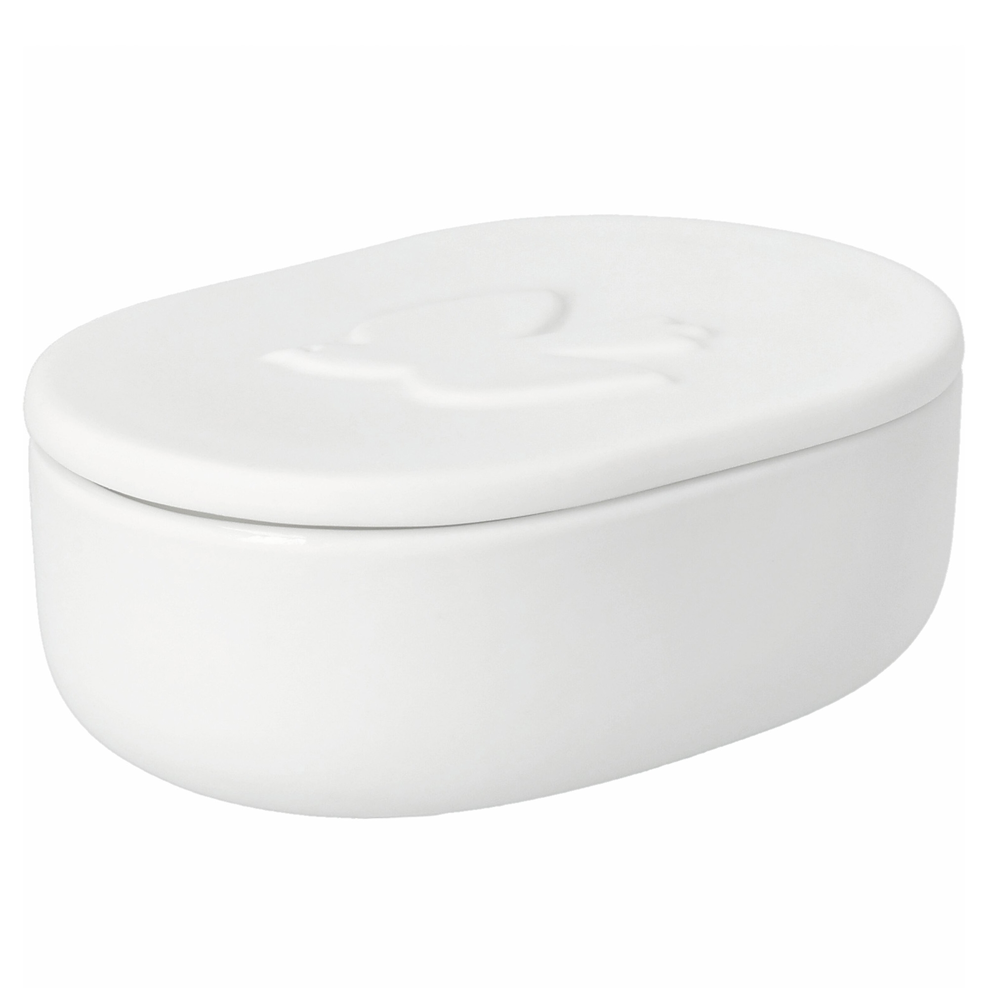 Räder Design - Porzellandose "Taube" Toilettenartikel-Box, Aufbewahrungsbehälter, ovale Box, weiß, Deckel