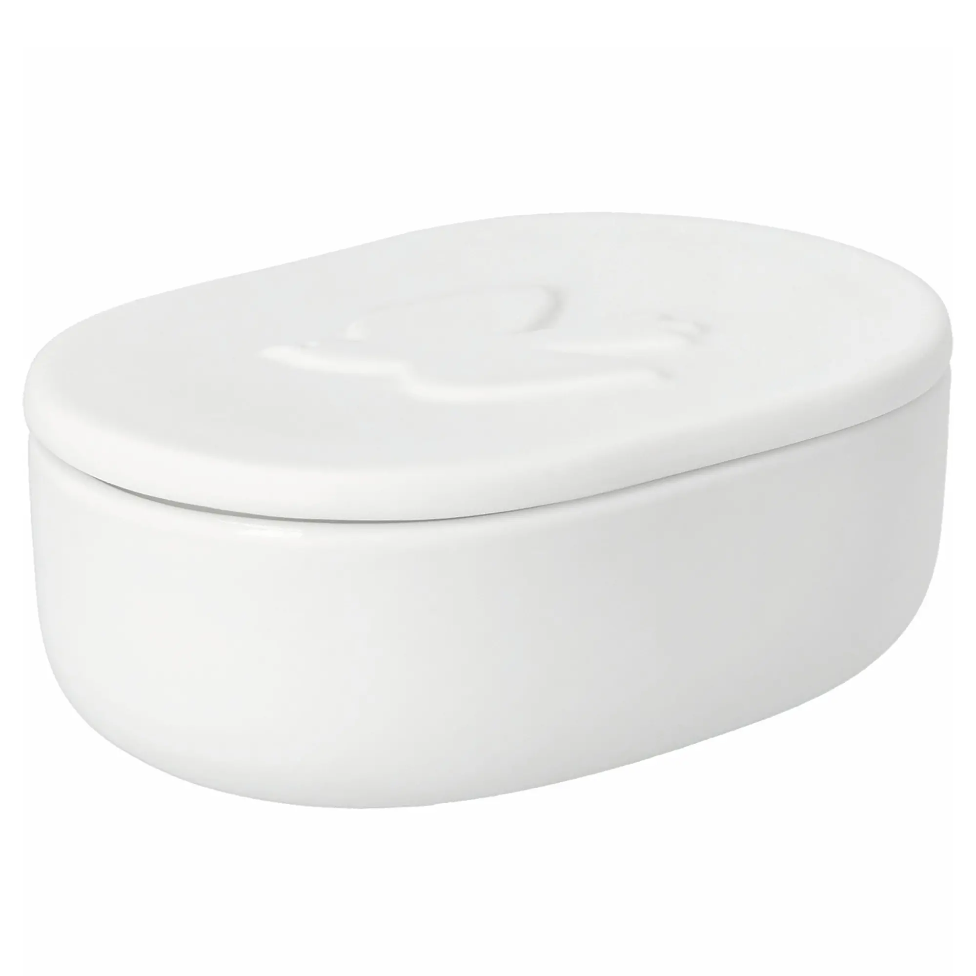 Toilettenartikel-Box, Aufbewahrungsbehälter, ovale Box, weiß, Deckel