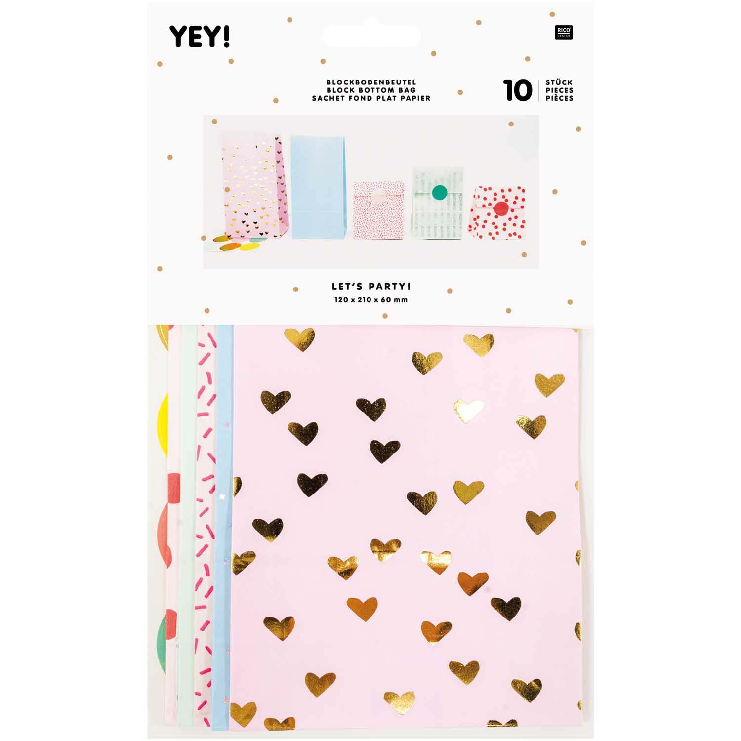 10 Geschenktüten mit Blockboden, Pastellmix 10 Geschenktüten mit Blockboden, Pastellmix