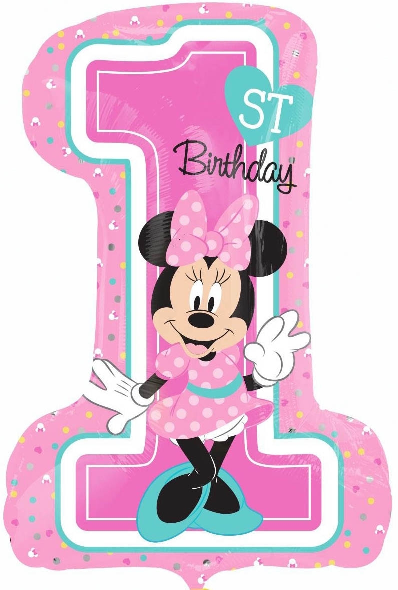 Folienballon Minnie 1. Geburtstag 48x71 cm Folienballon Minnie 1. Geburtstag 48x71 cm