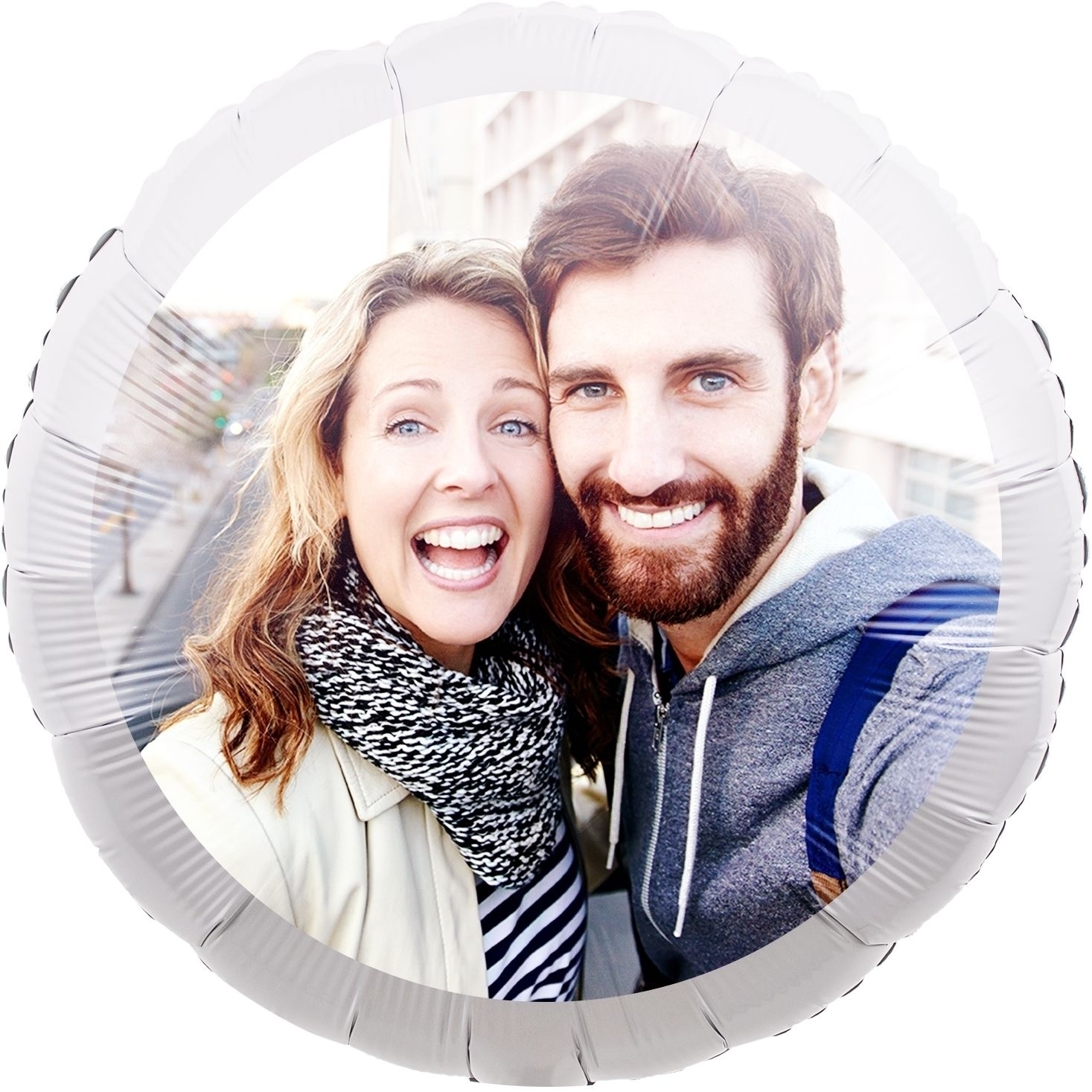 Fotoballon Rund Satin Weiß 45cm Photographie, Gesicht, Kopf, Portrait, Lächeln