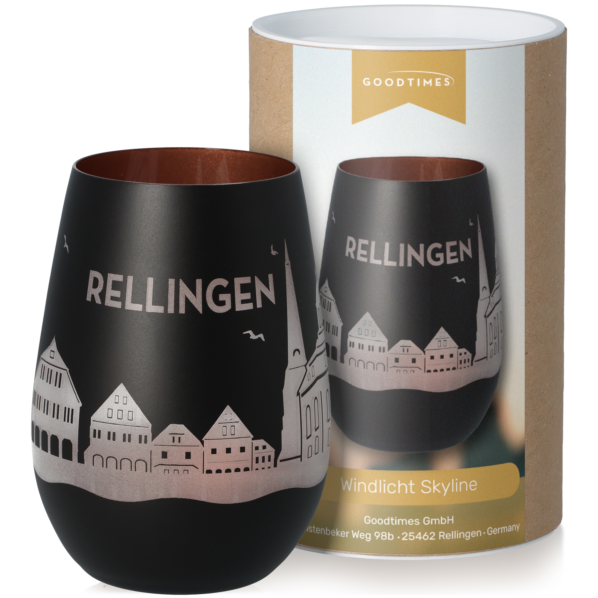 Windlicht Skyline Rellingen Schwarz/Bronze Krug, Töpferei, Tasse