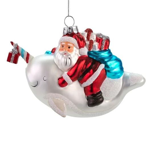 Weihnachtskugel "Santa auf Narwal" Weihnachtskugel "Santa auf Narwal"