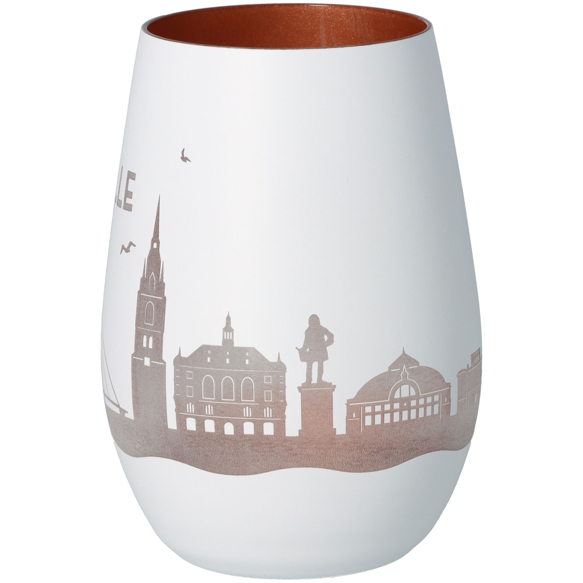 Windlicht Skyline Halle Weiß/Bronze Töpferei, Krug, Vase, Kunst, Porzellan