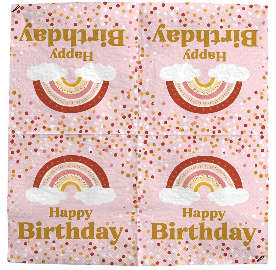 Servietten "Happy Birthday" Boho, 20 Stück Servietten "Happy Birthday" Boho, 20 Stück