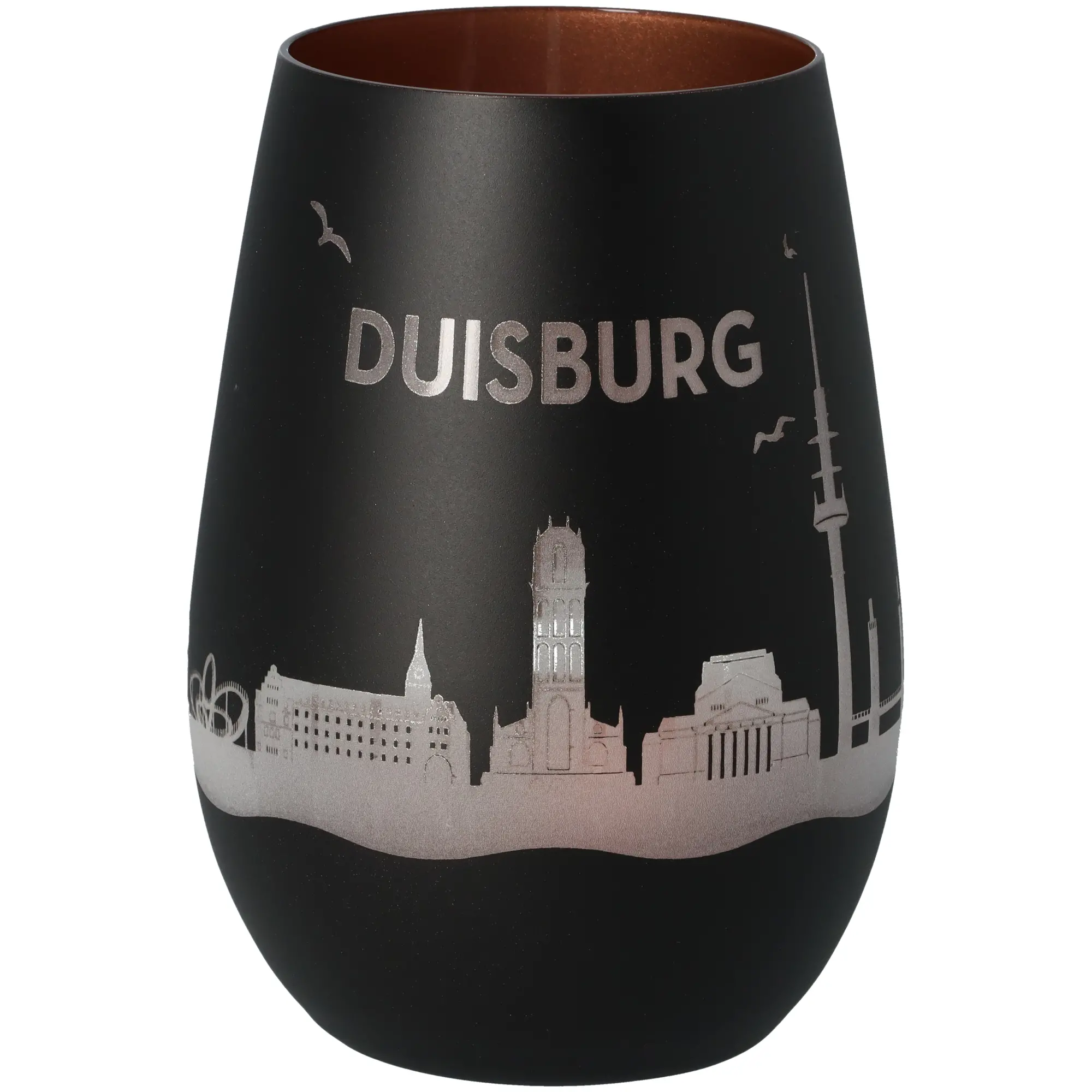 Windlicht Skyline Duisburg Schwarz/Bronze