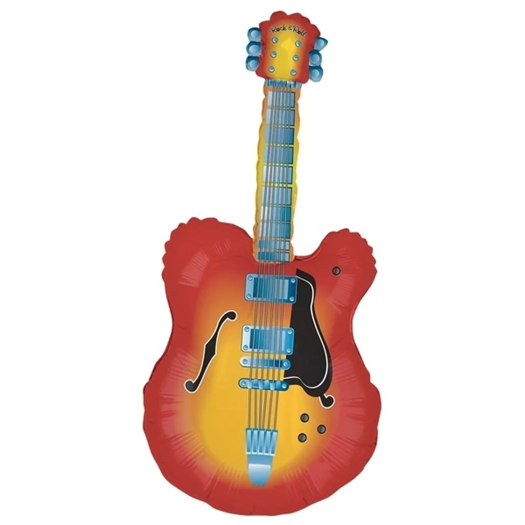 Gitarre, Luftballon, rot, gelb, blau