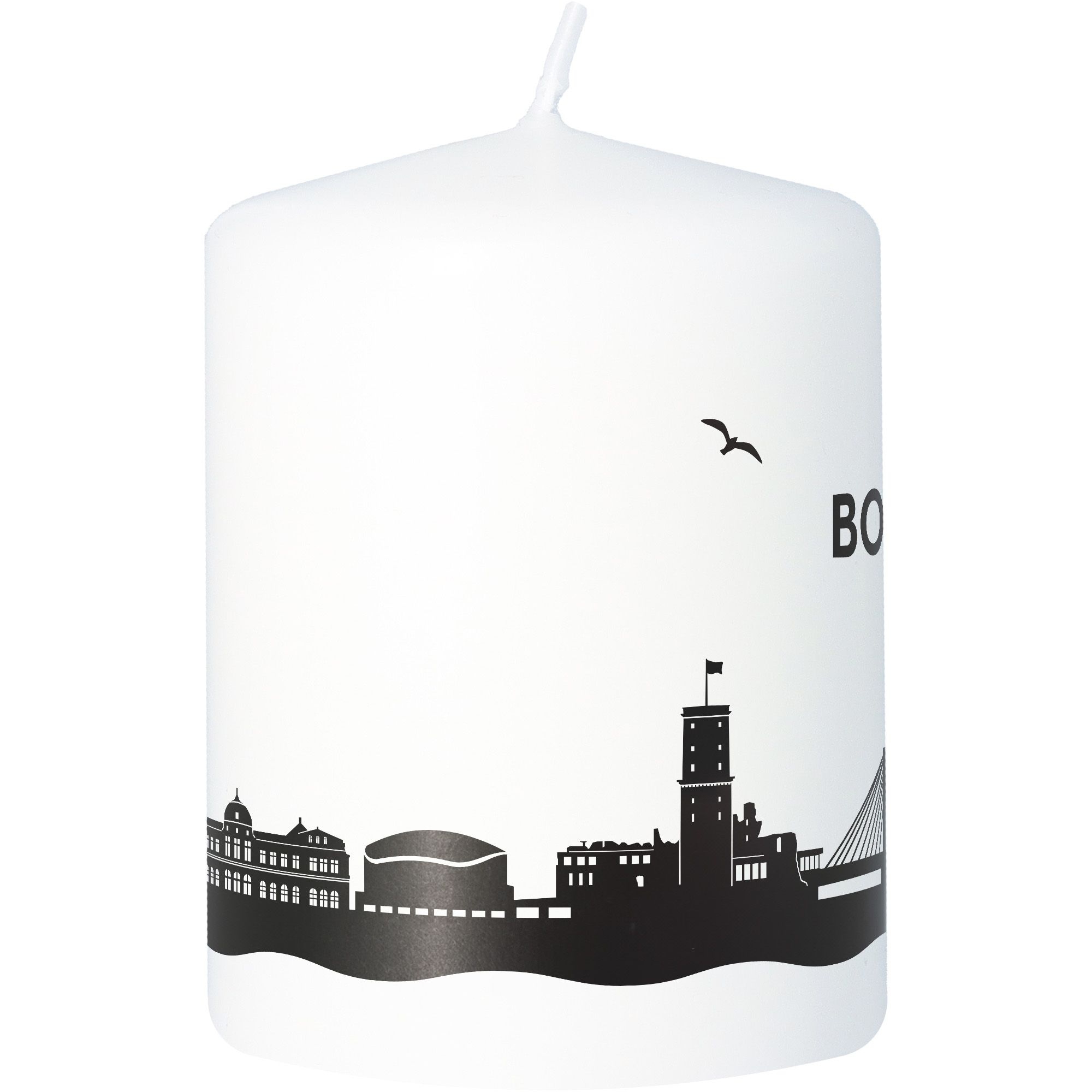 Stumpenkerze Skyline Bonn Weiß Stumpenkerze Skyline Bonn Weiß