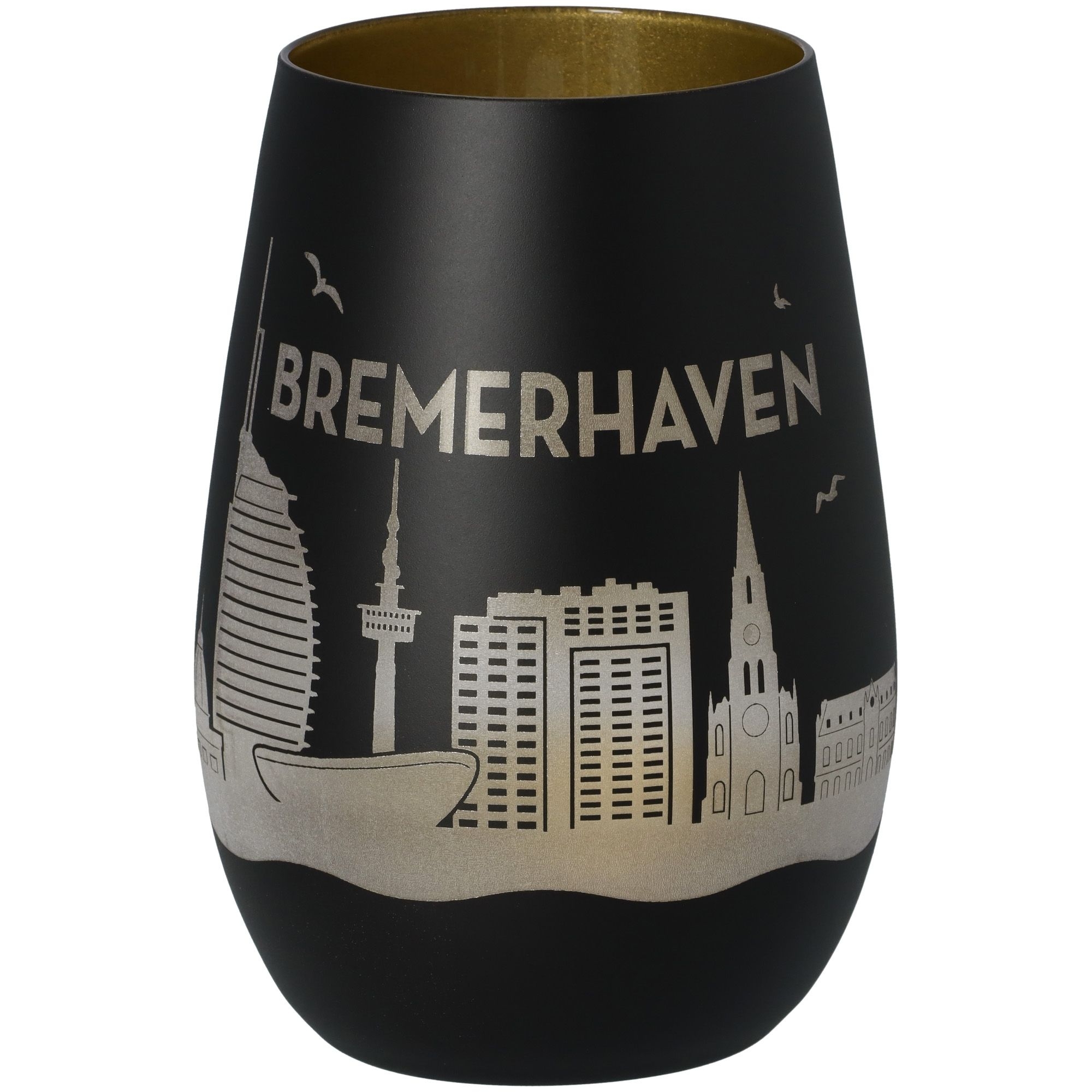Windlicht Skyline Bremerhaven Schwarz/Gold Windlicht Skyline Bremerhaven Schwarz/Gold