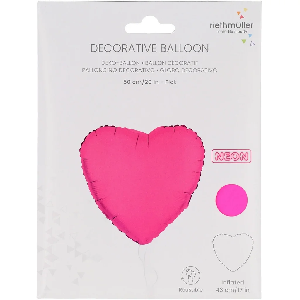 Folienballon Herz Neon Pink 45cm