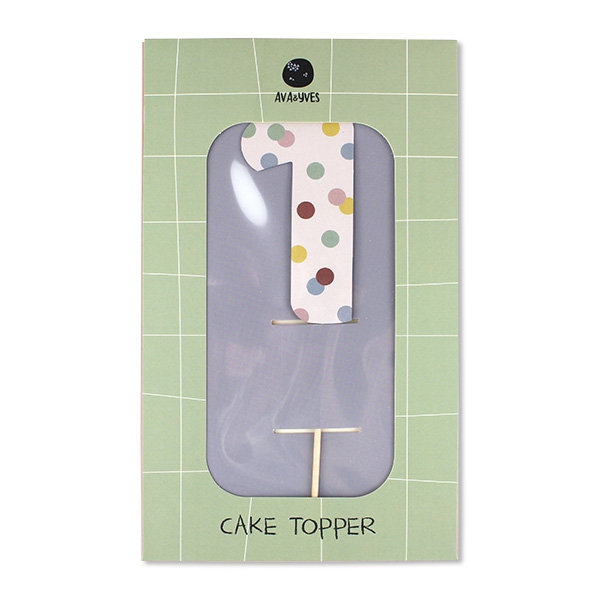 Cake Topper Zahl "1", bunte Punkte Cake Topper Zahl "1", bunte Punkte