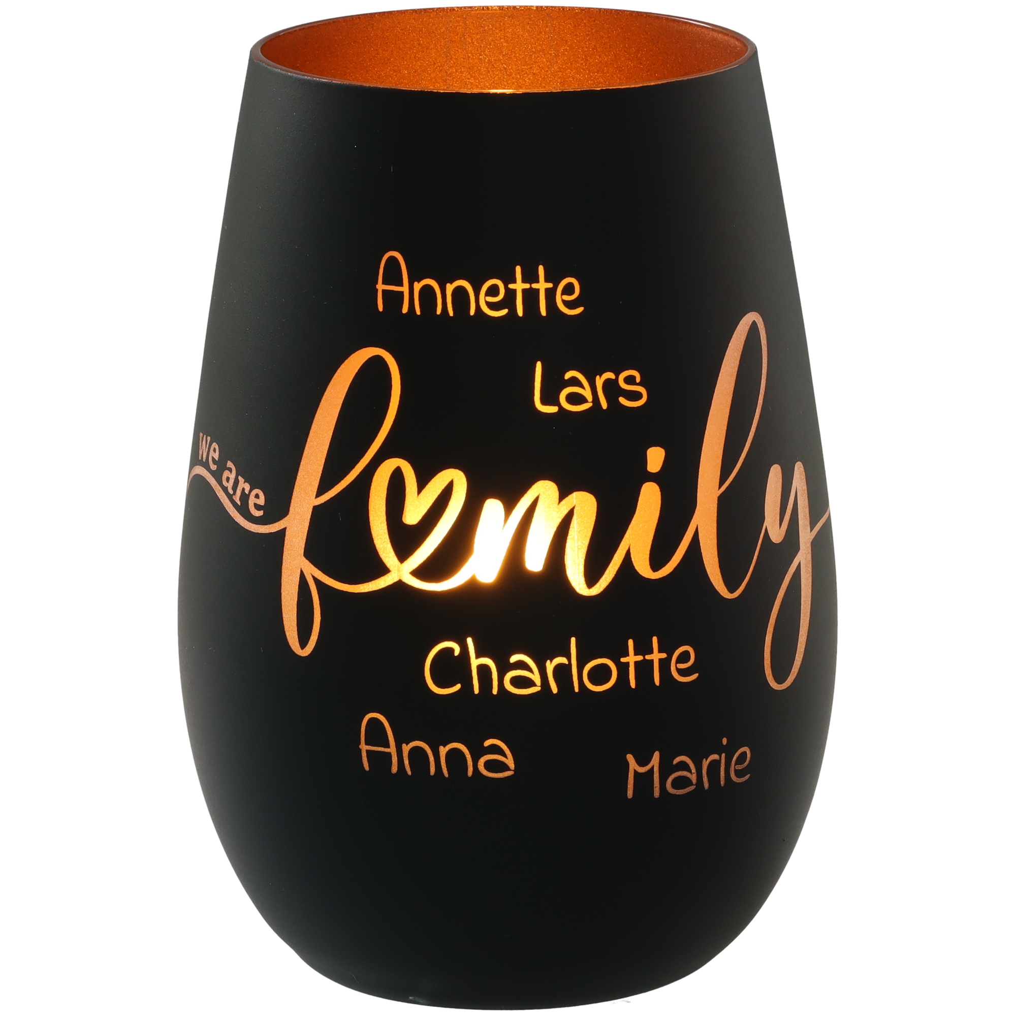 Windlicht We Are Family "Namen" Schwarz/Bronze 465ml Windlicht We Are Family "Namen" Schwarz/Bronze 465ml