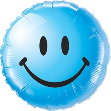 Folienballon "Smiley" Blau 46cm