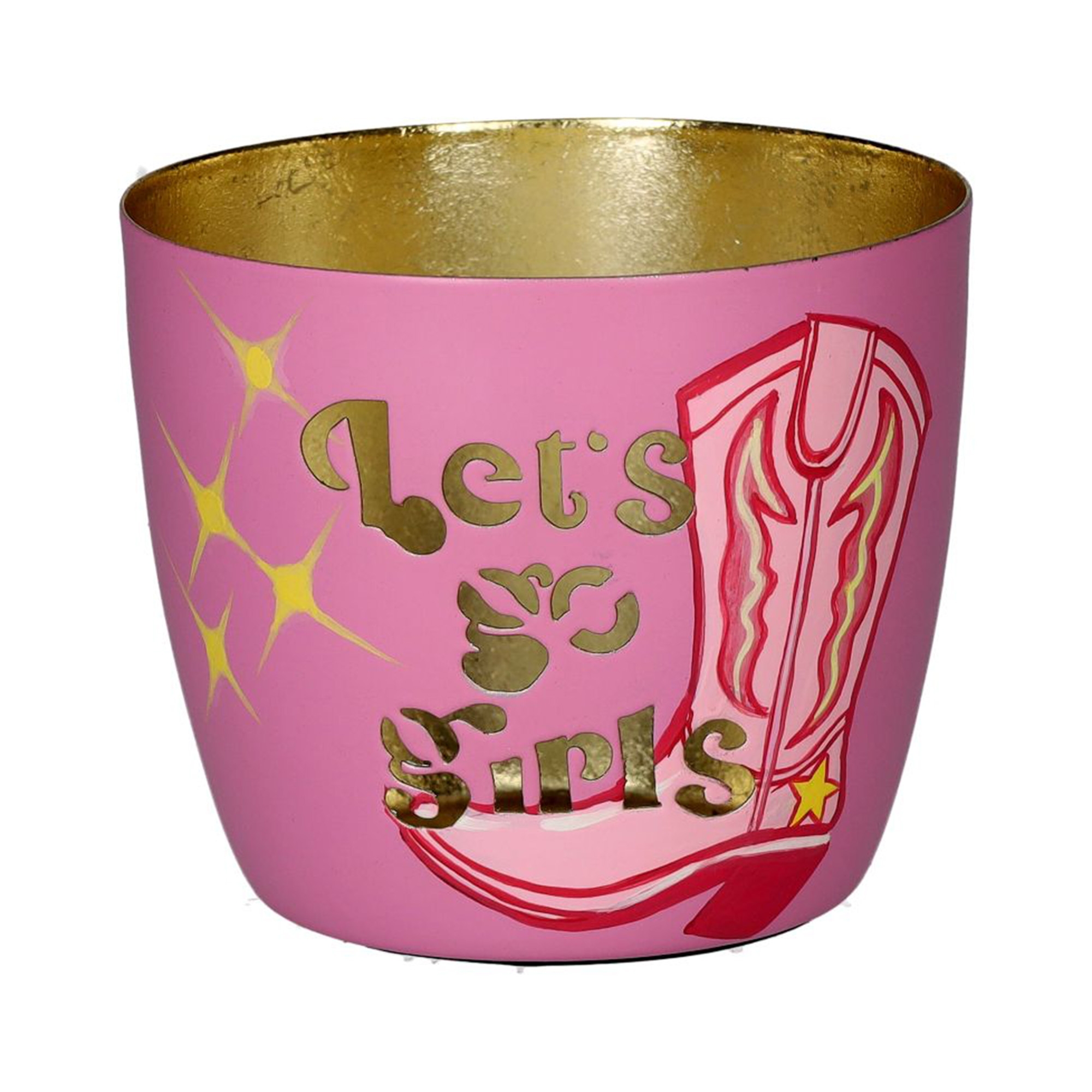 Madras Windlicht "Cowgirl", Pink/Gold - M Schale, Tasse