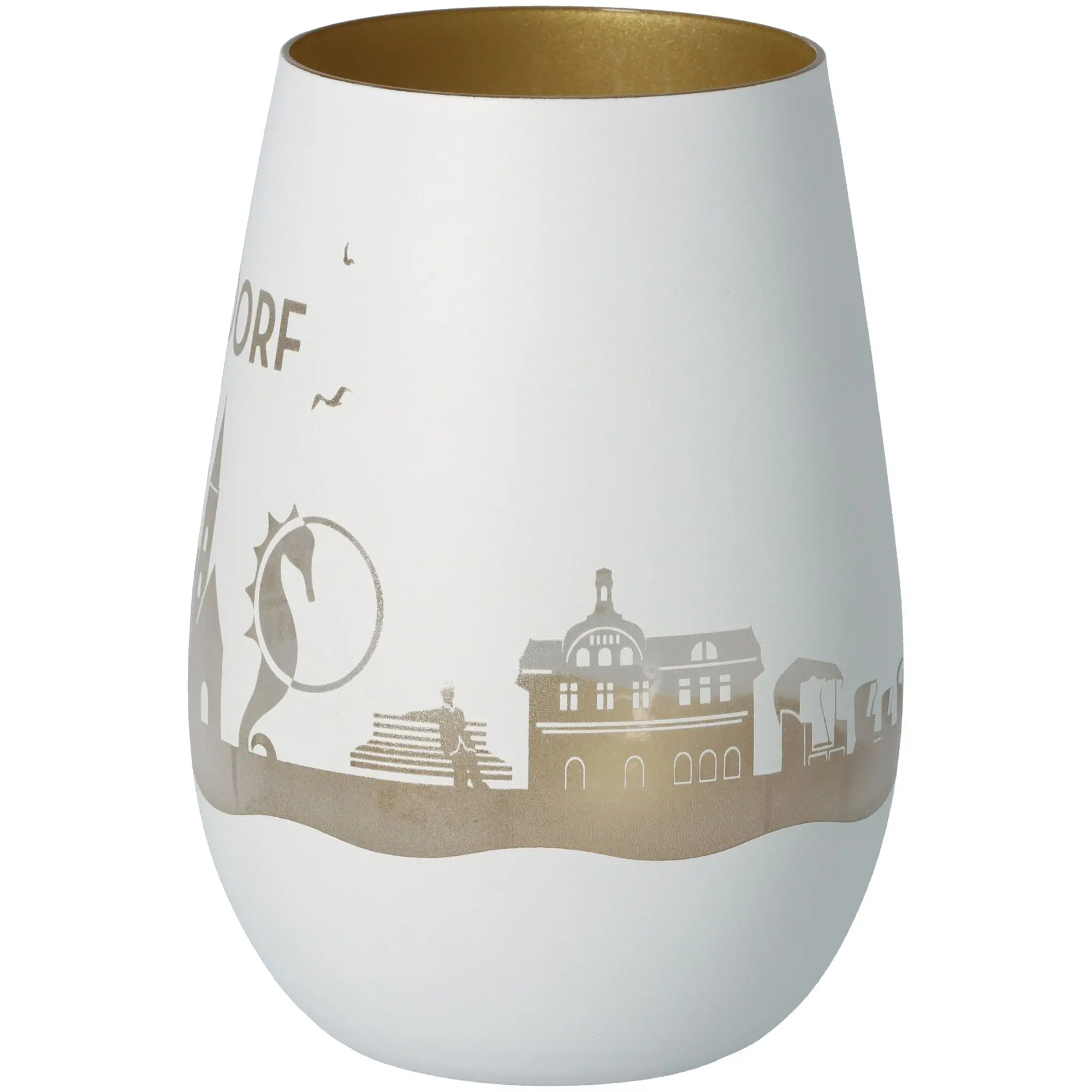 Windlicht Skyline Niendorf Weiß/Gold