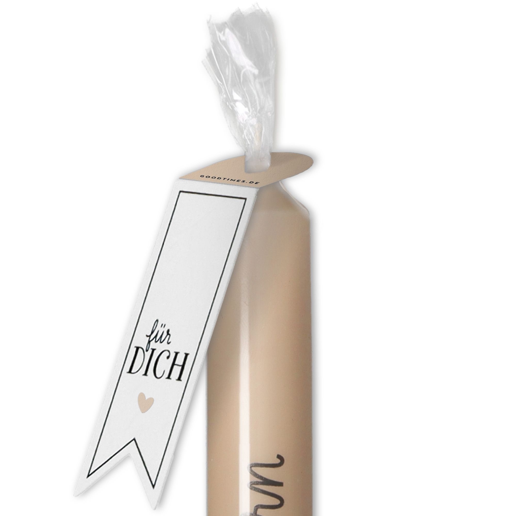 Stabkerze Beige mit schwarzem Stern "Weihnachtsstern"