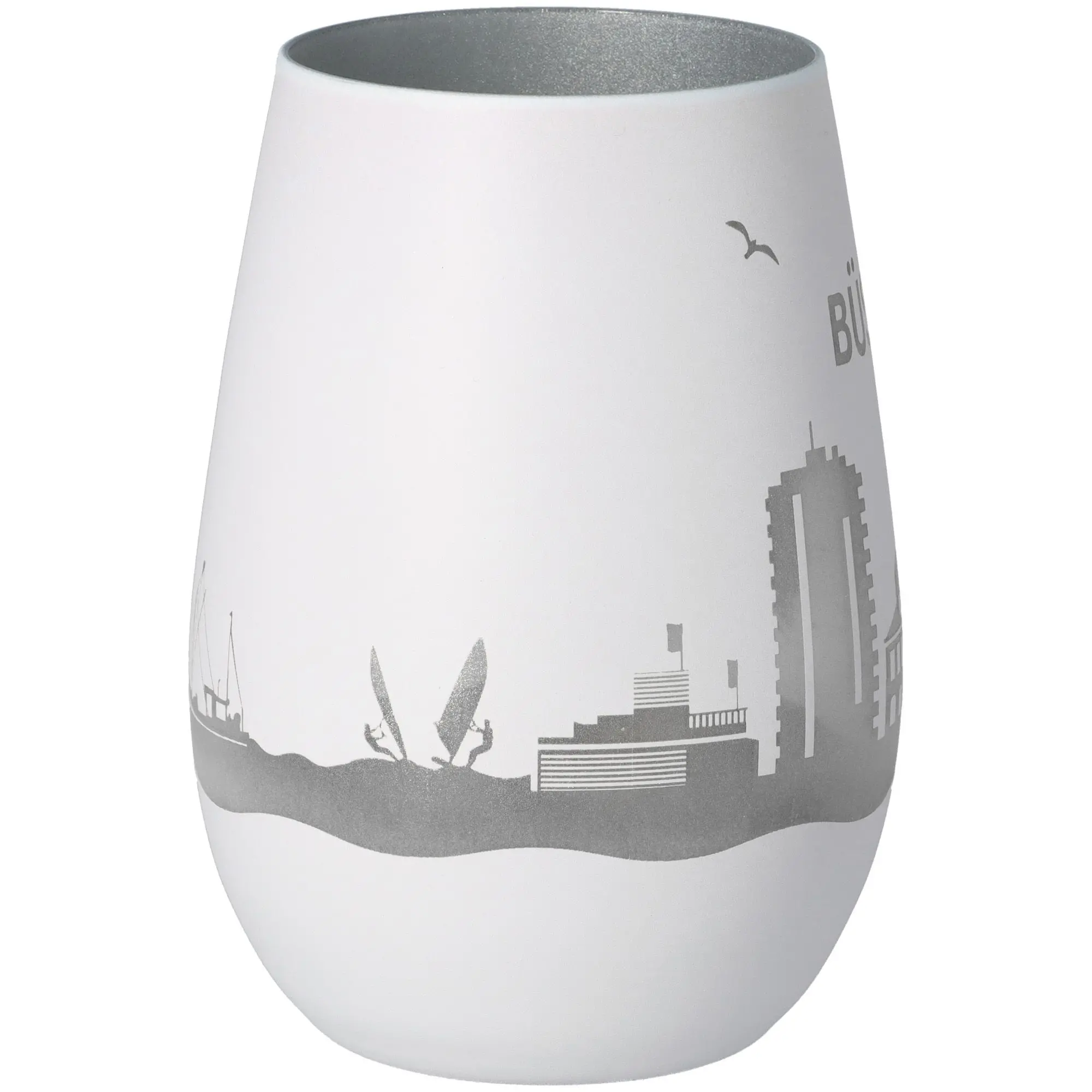 Windlicht Skyline Büsum Weiß/Silber