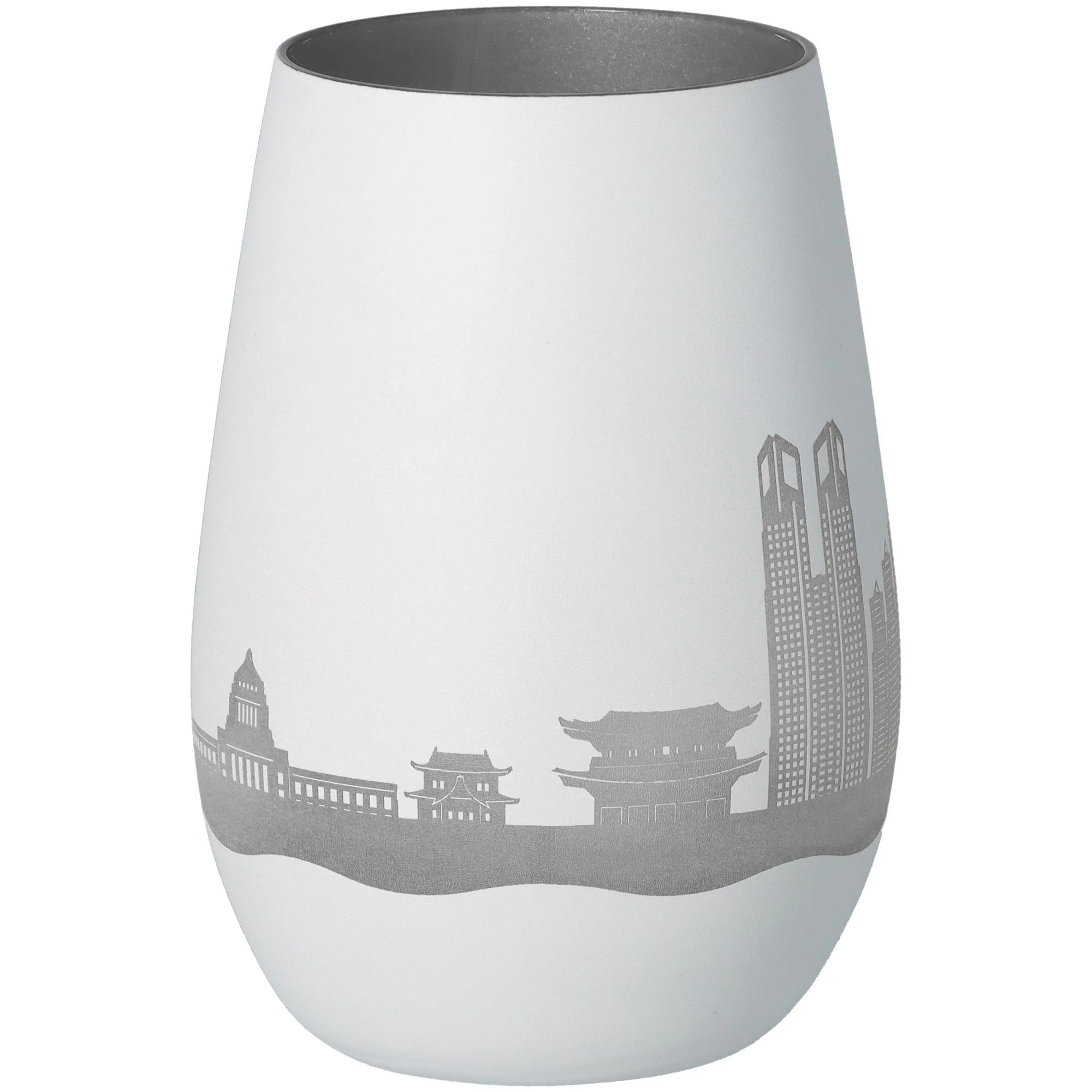 vase, porcelain, weiss, stadtszene, glasur/wolledig