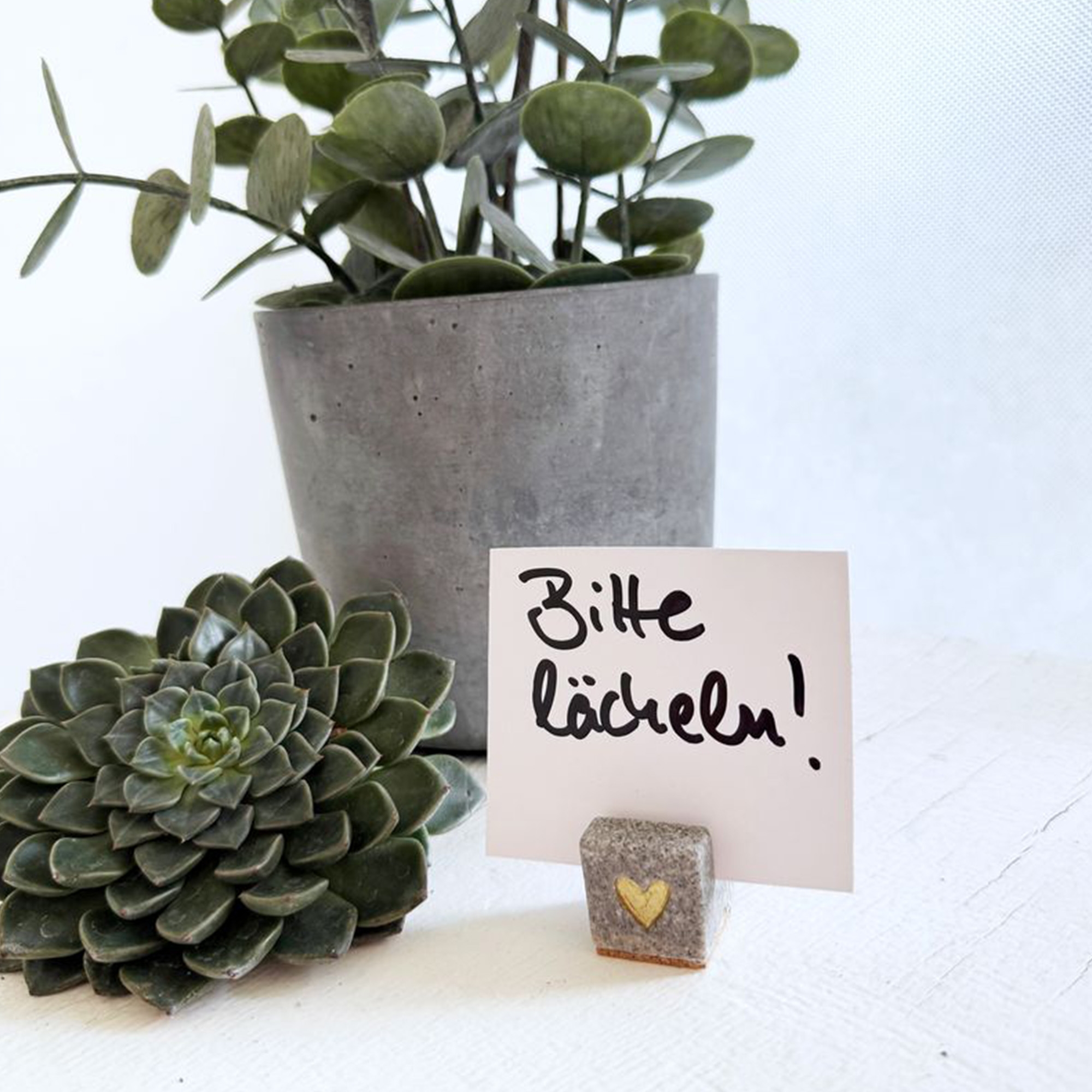 Mini Kartenhalter "Goldenes Herz" Krug, Pflanze, Pflanzgefäß, Topfpflanze, Töpferei