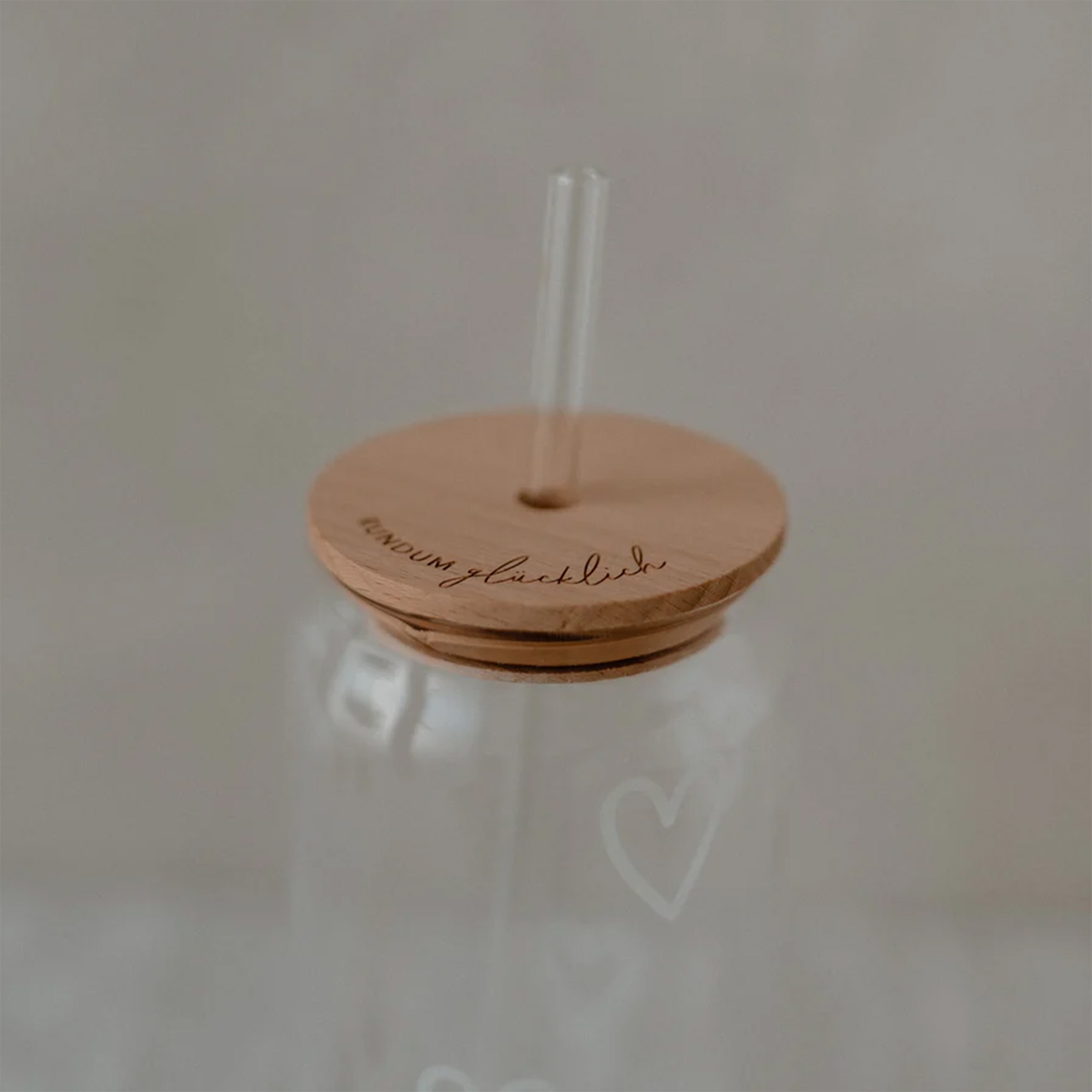 Eulenschnitt - Deckel "Rundum glücklich" für Hohes Trinkglas Eulenschnitt - Deckel "Rundum glücklich" für Hohes Trinkglas