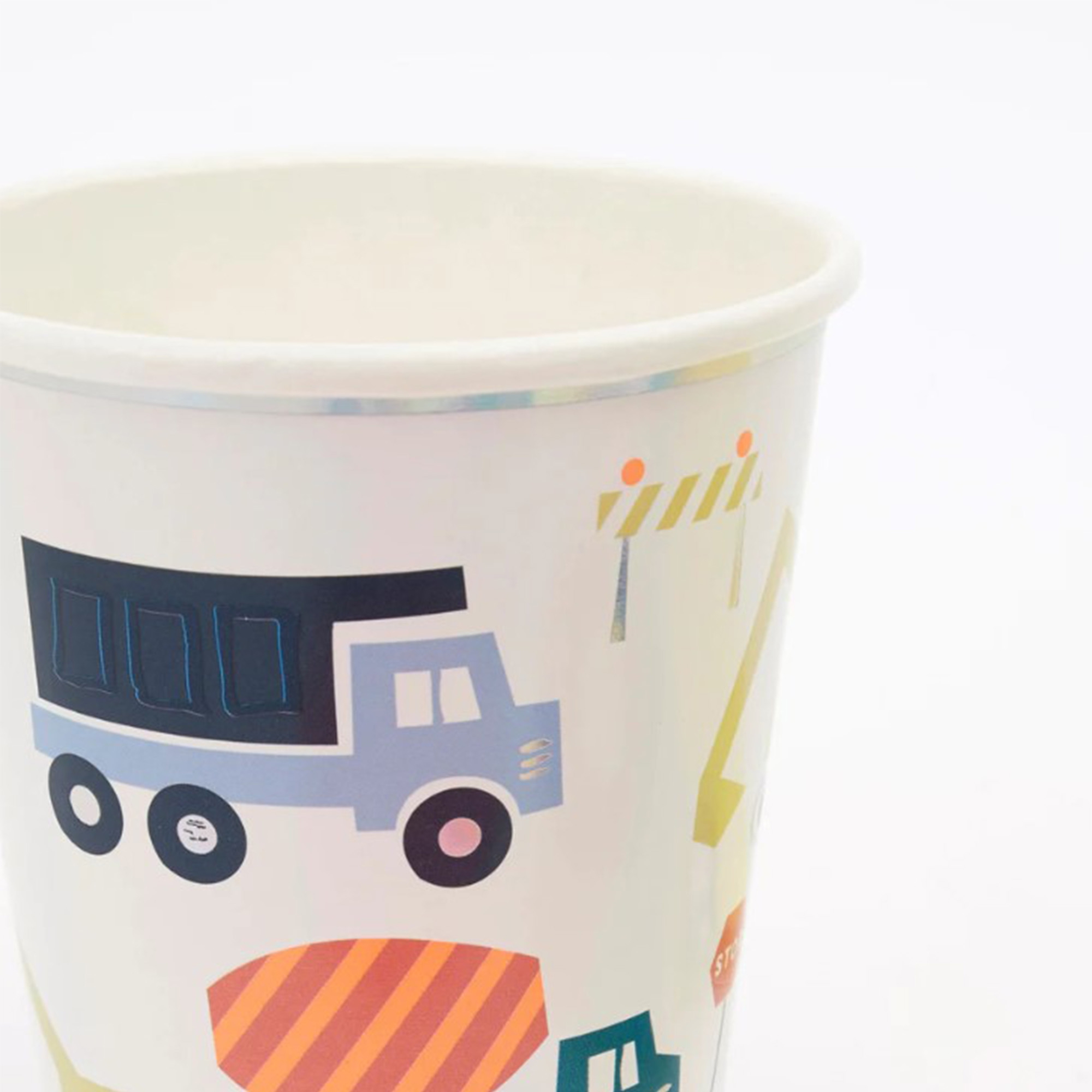 Meri Meri - 8 Pappbecher "Baufahrzeuge" Pokal