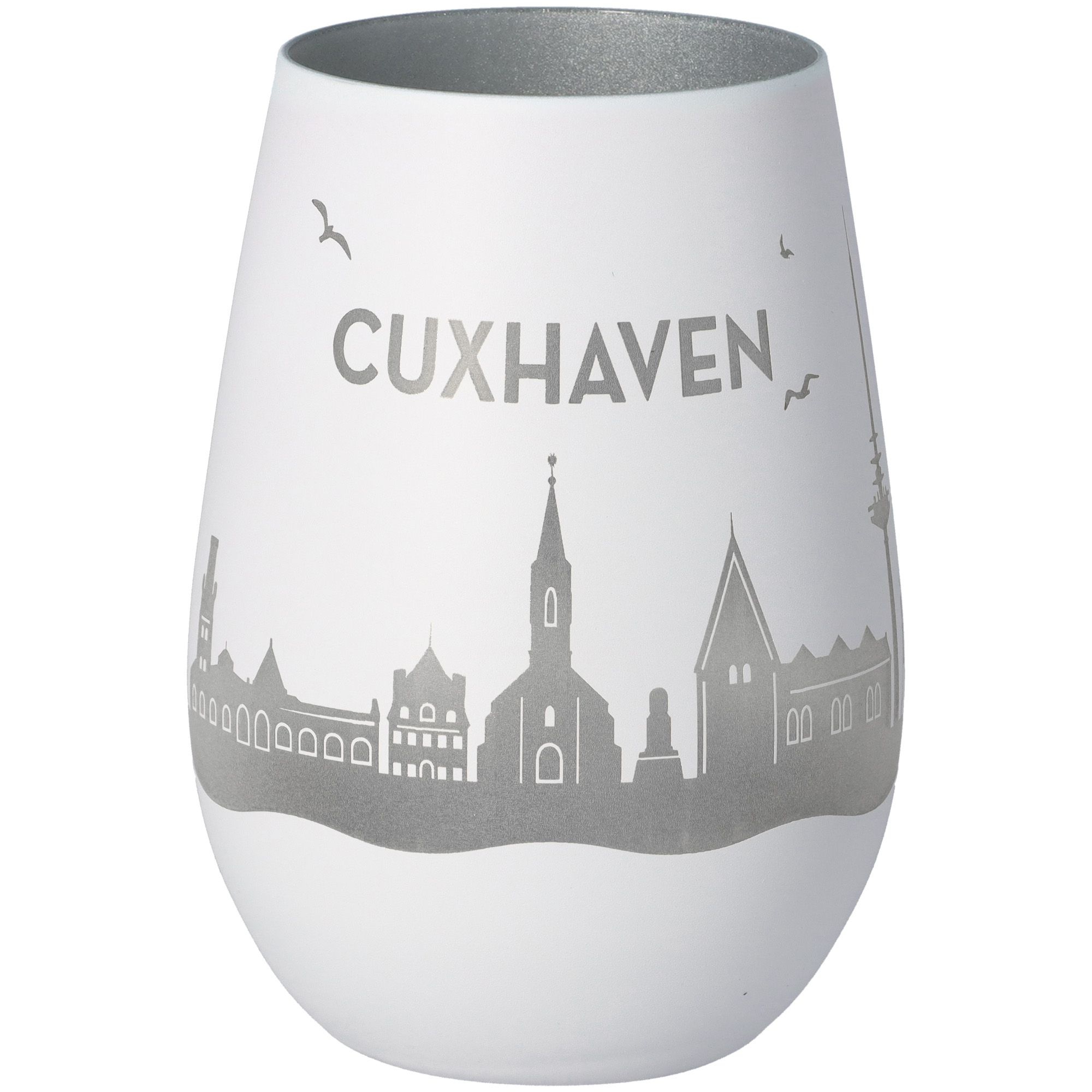 Windlicht Skyline Cuxhaven Weiß/Silber Windlicht Skyline Cuxhaven Weiß/Silber