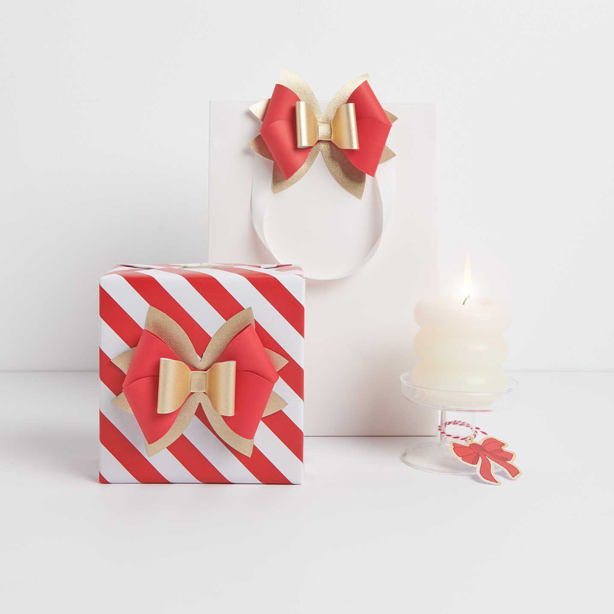 89653aaecbd287c3868293afda306419be79c97d Papierschleifen "Rot/Gold" 4 StĂŒck