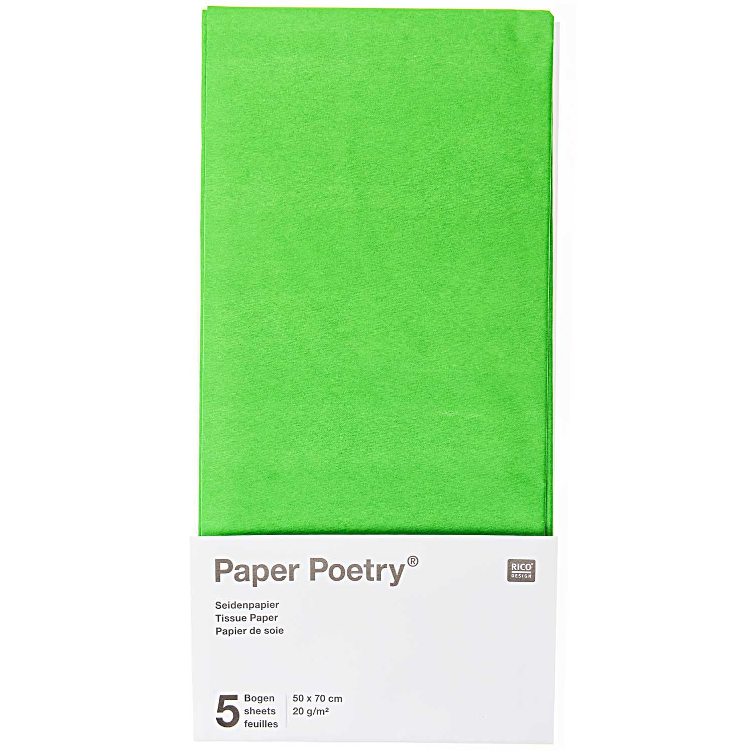 Seidenpapier Hellgrün, 5 Bögen Seidenpapier Hellgrün, 5 Bögen
