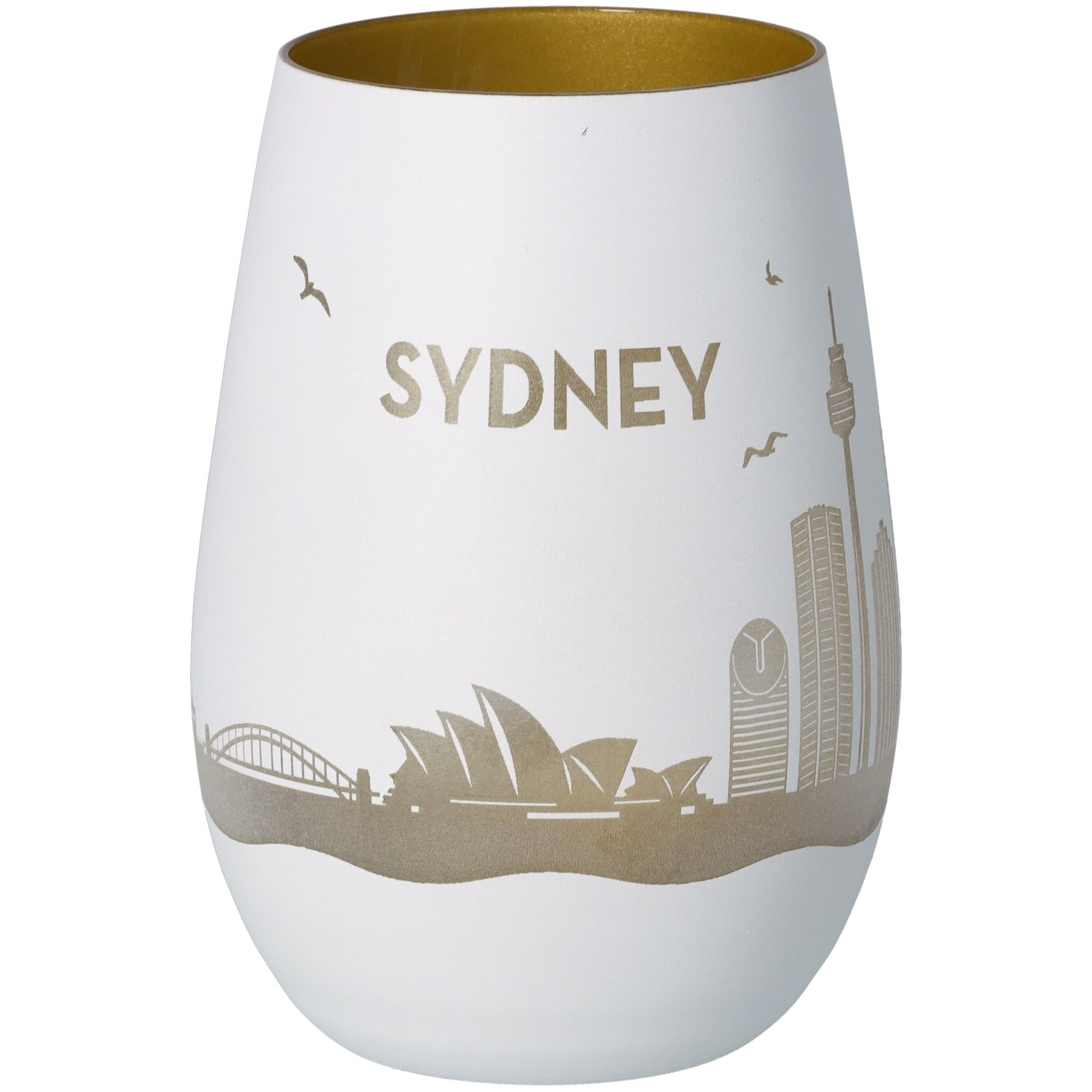 Windlicht Skyline Sydney Weiß/Gold Töpferei, Krug, Vase, Glas