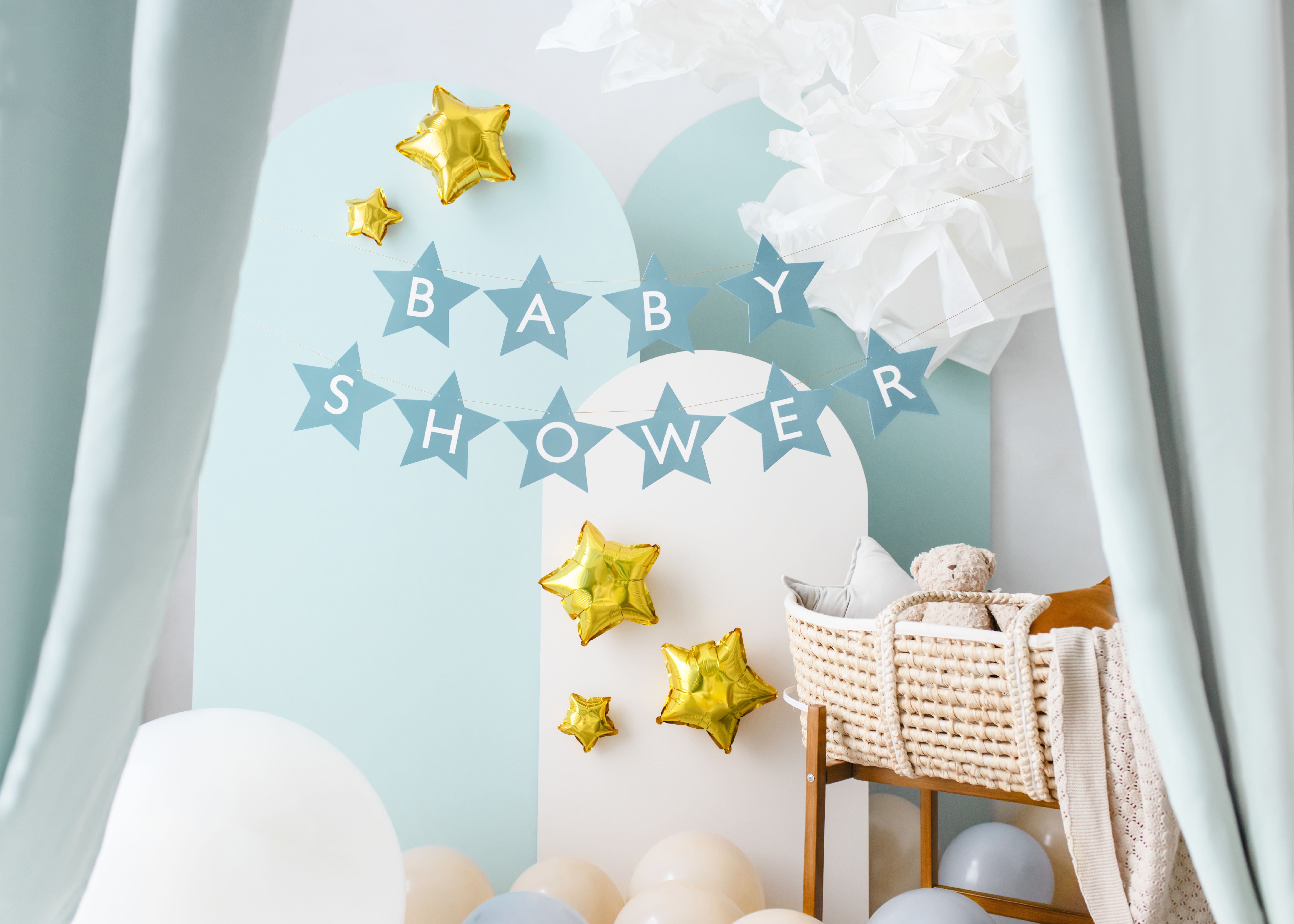 Girlande "Baby Shower" Blaue Sterne Girlande "Baby Shower" Blaue Sterne