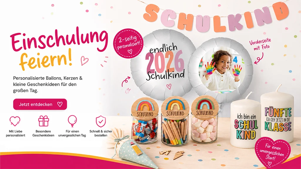 Schulkind Geschenk, Schulbeginn, Ballon, Kerzen, Schultüte