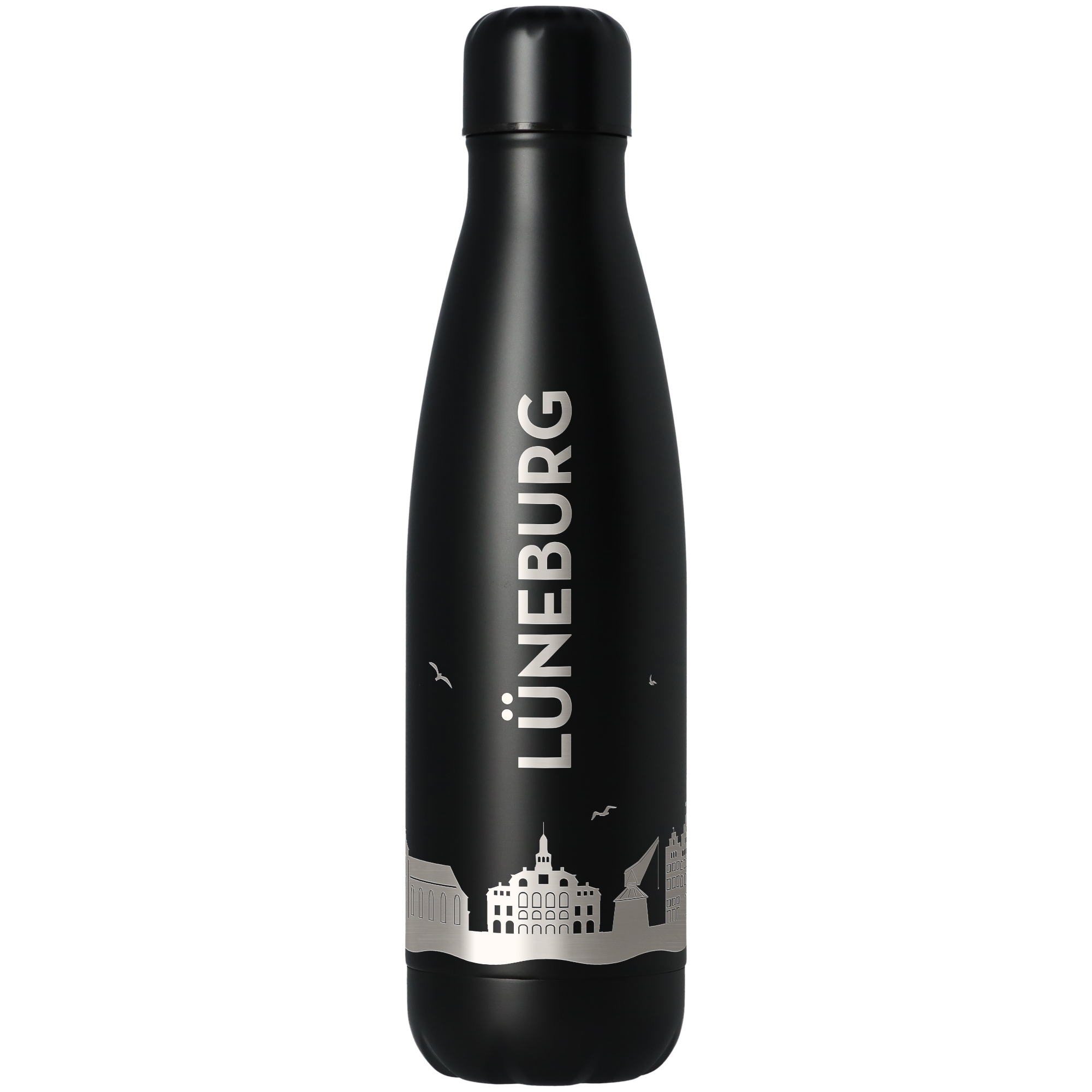 Trinkflasche Skyline Lüneburg Schwarz 500ml Flasche, Wasserflasche, Shaker