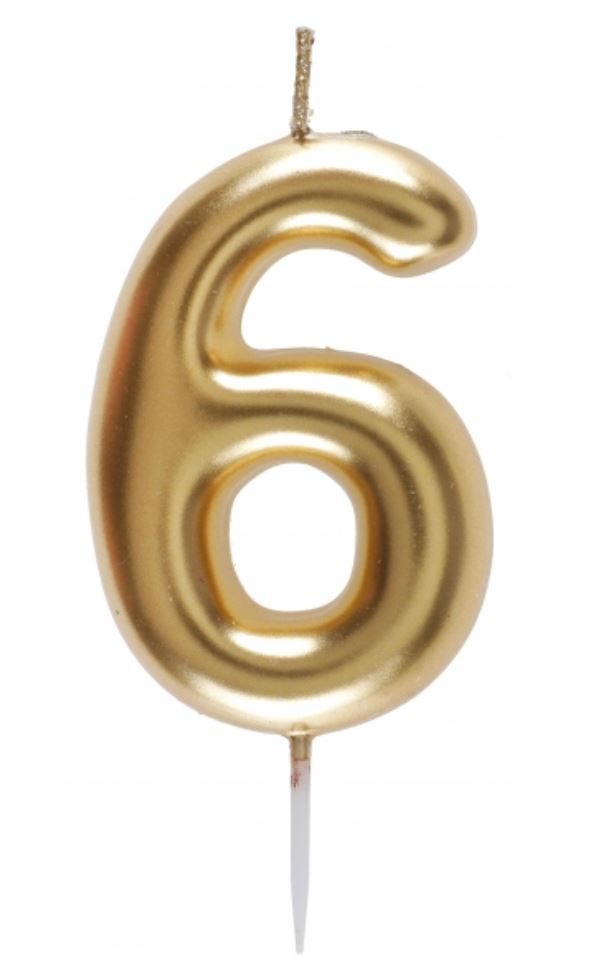 Zahlenkerze "6", Gold Zahlenkerze "6", Gold