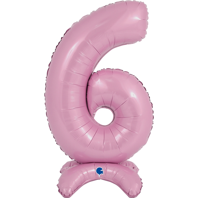 Folienballon Zahl 6 Pastell Rosa, 65cm Folienballon Zahl 6 Pastell Rosa, 65cm