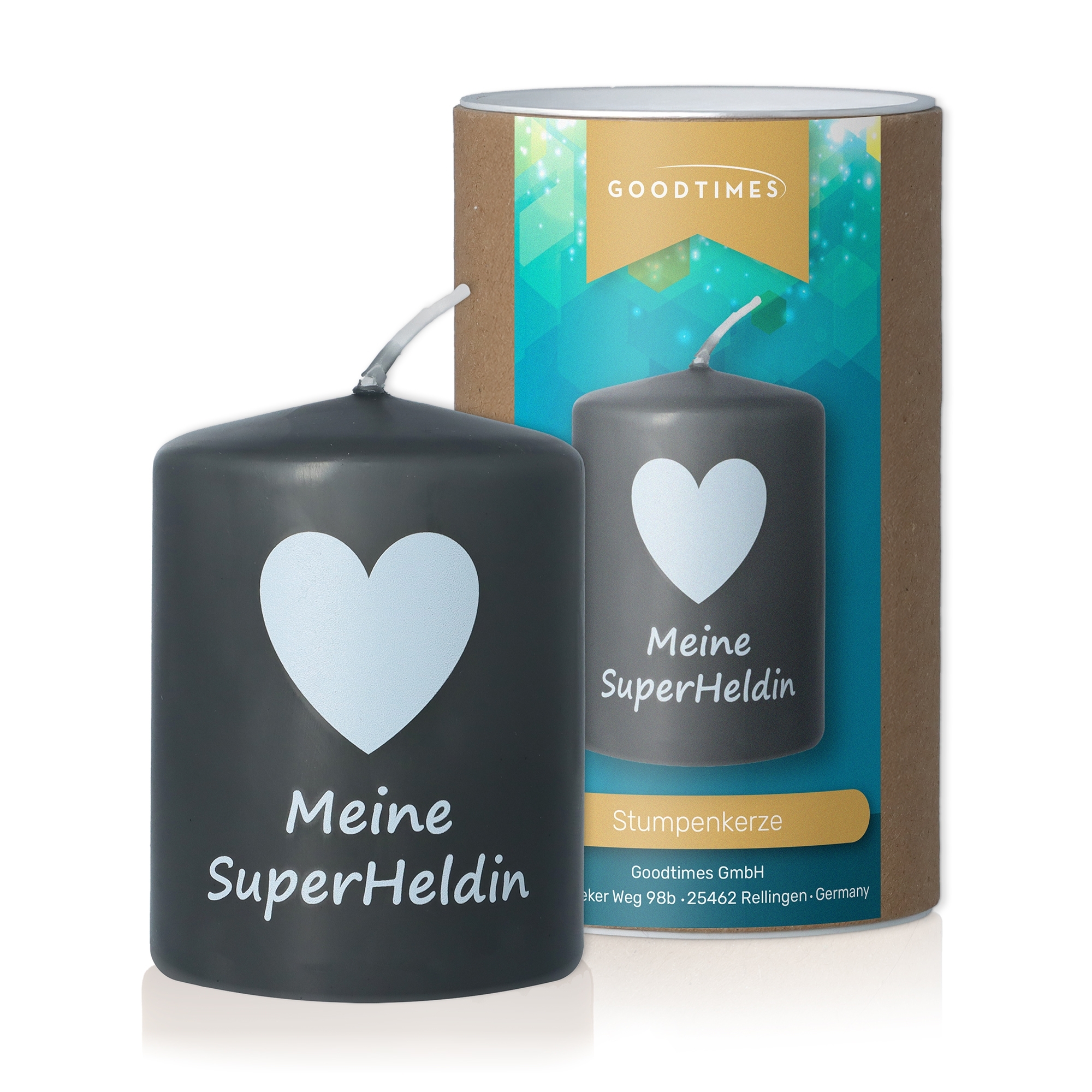 Kerze Schwarz "Meine SuperHeldin" Kerze Schwarz "Meine SuperHeldin"