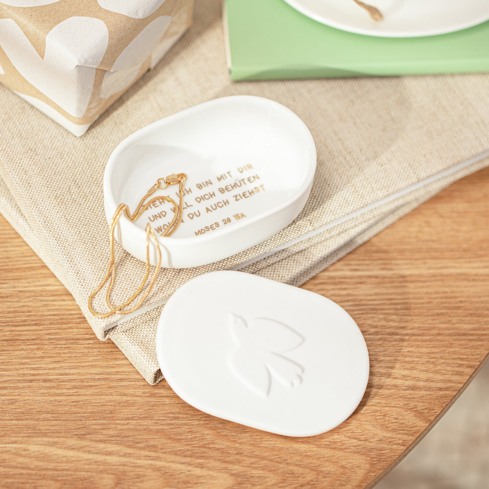 Schmucktäschchen, Kette, Goldfarbe, Herzform, Halskette