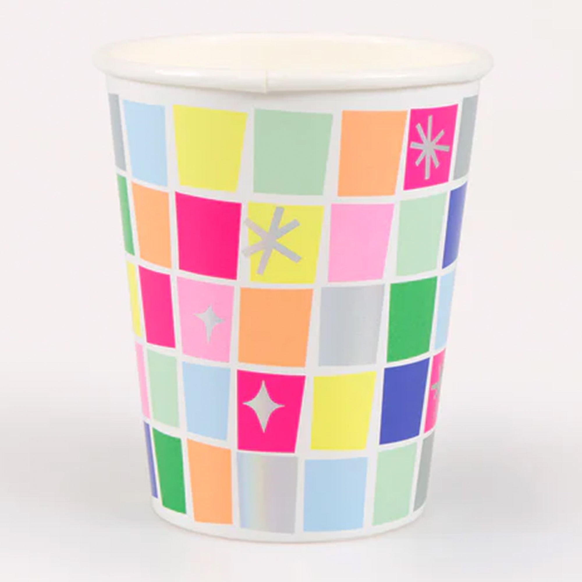 Becher, Papierbecher, bunte Muster, Wegwerfkonsum, Küchenartikel