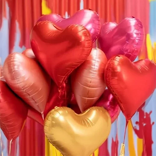 Herzluftballons, Herzform, Ballonset, Rosa, Gold