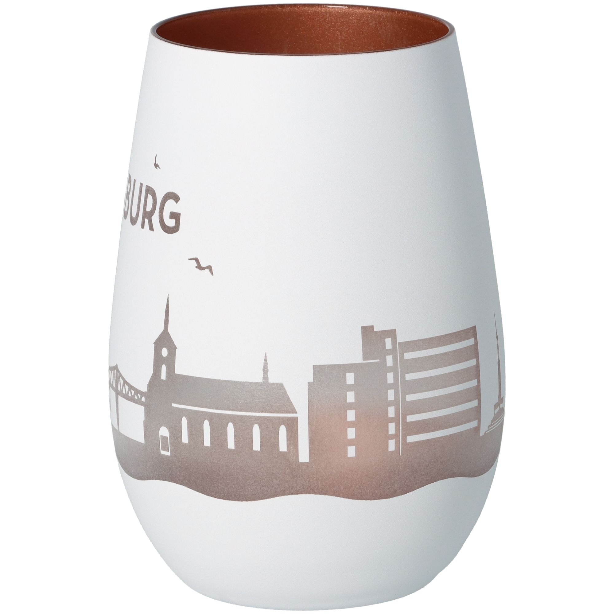 Windlicht Skyline Rendsburg Weiß/Bronze