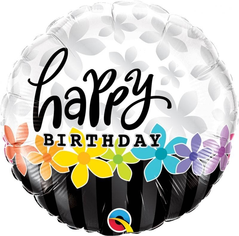 Folienballon Happy Birthday mit Blumenranke 45cm Folienballon Happy Birthday mit Blumenranke 45cm