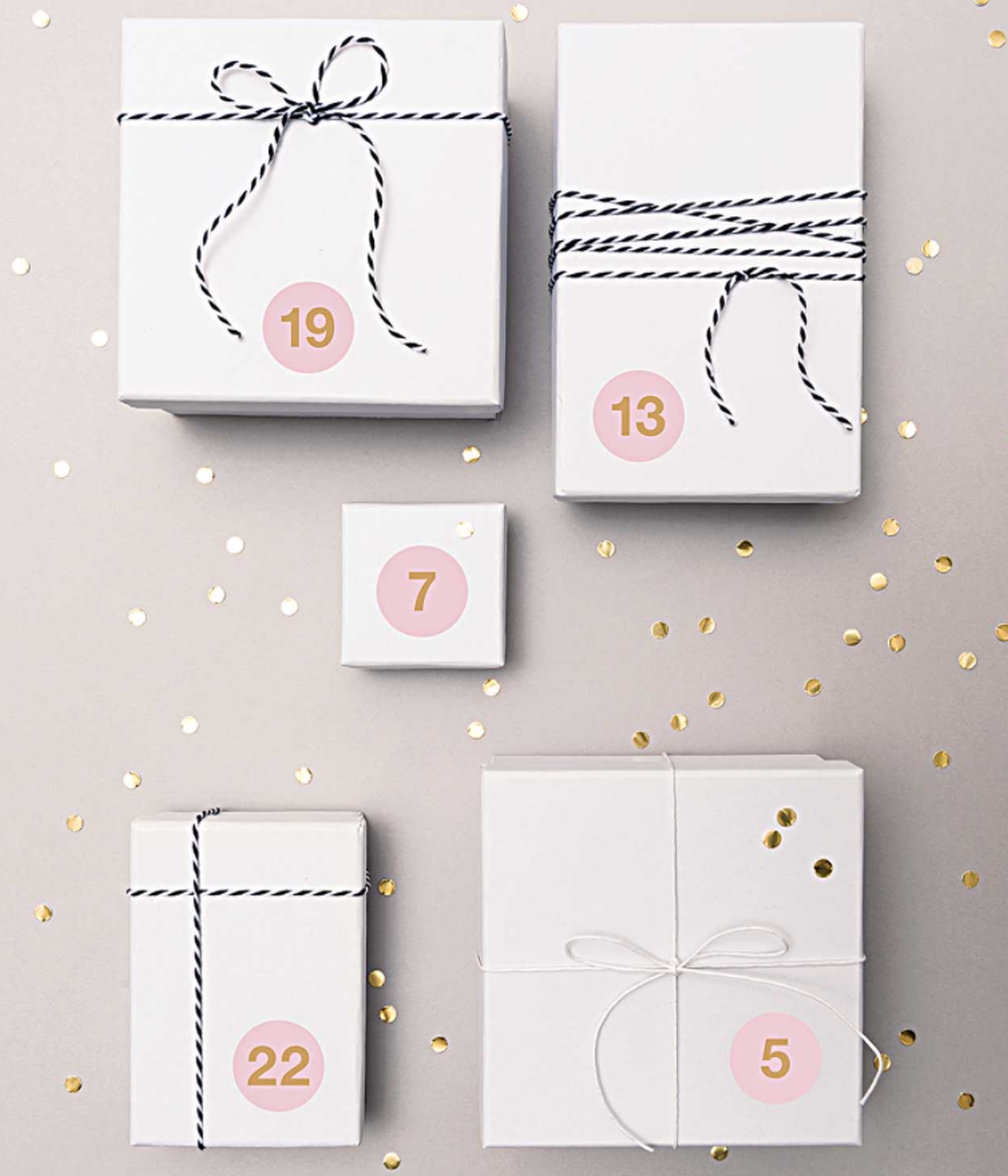 Adventskalender Sticker - Rosa / Gold