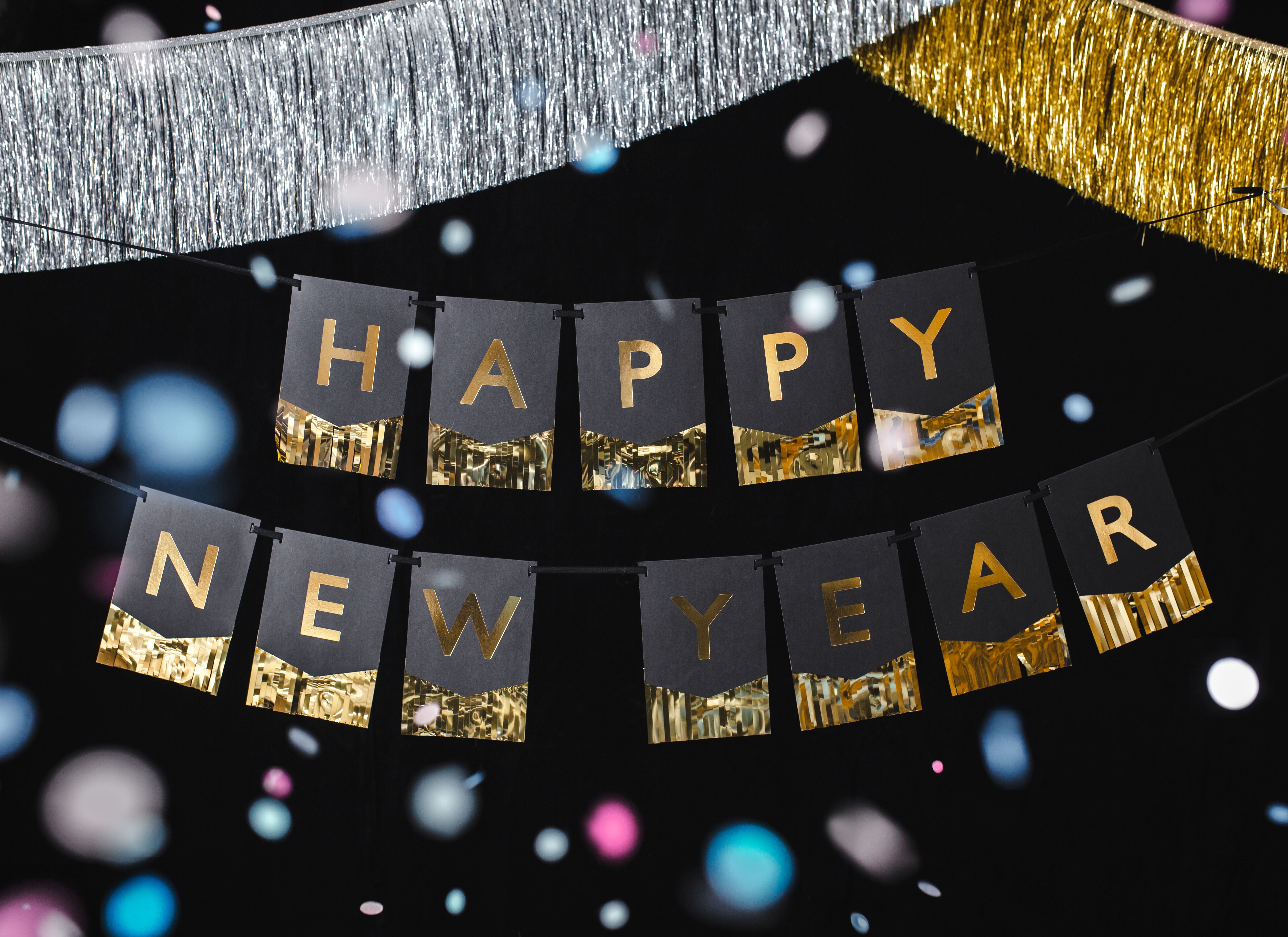 Happy New Year - Girlande Gold "Fransen"
