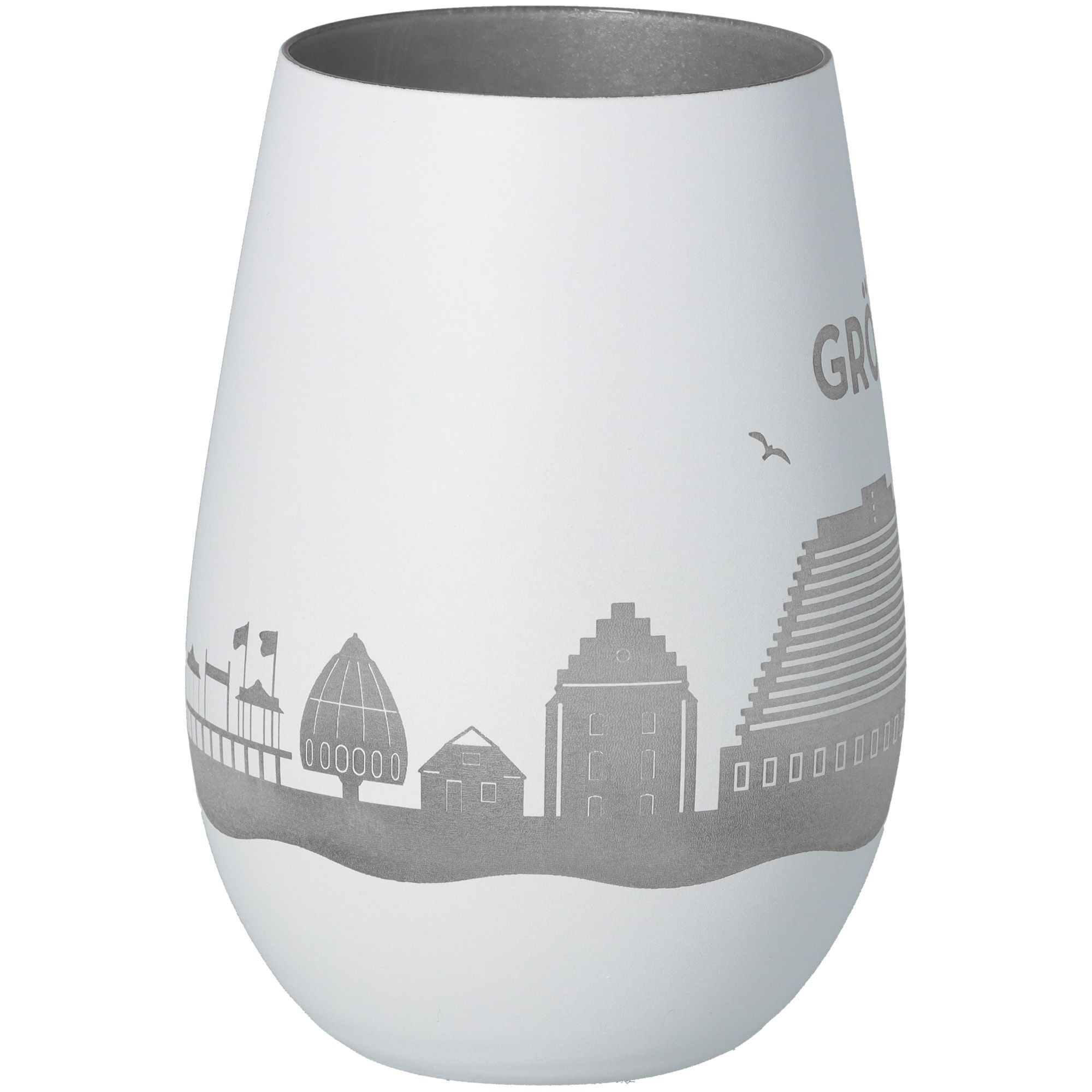 Windlicht Skyline Grömitz Weiß/Silber