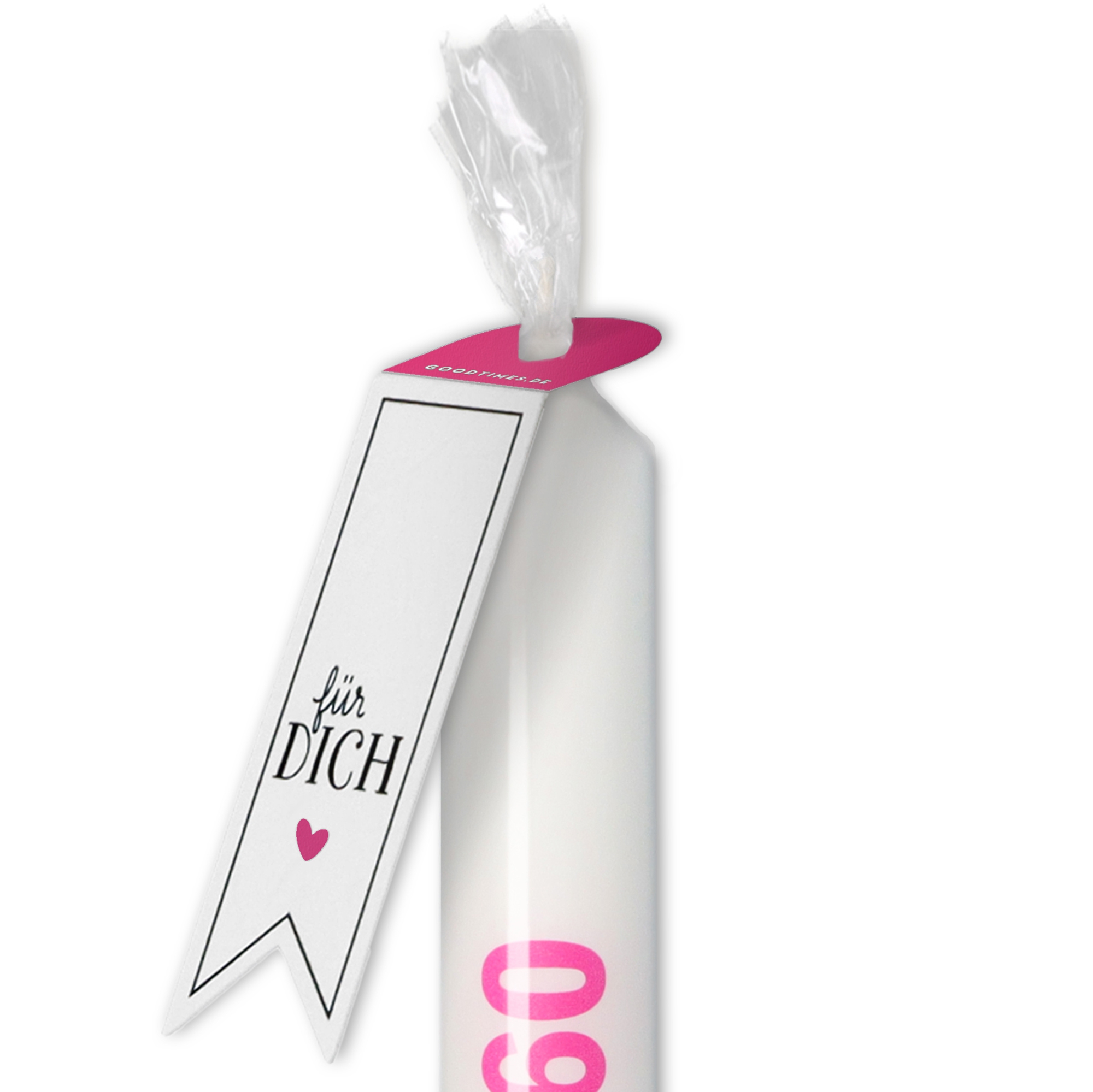 Stabkerze Weiß, Pink "Runde 60" Stabkerze Weiß, Pink "Runde 60"