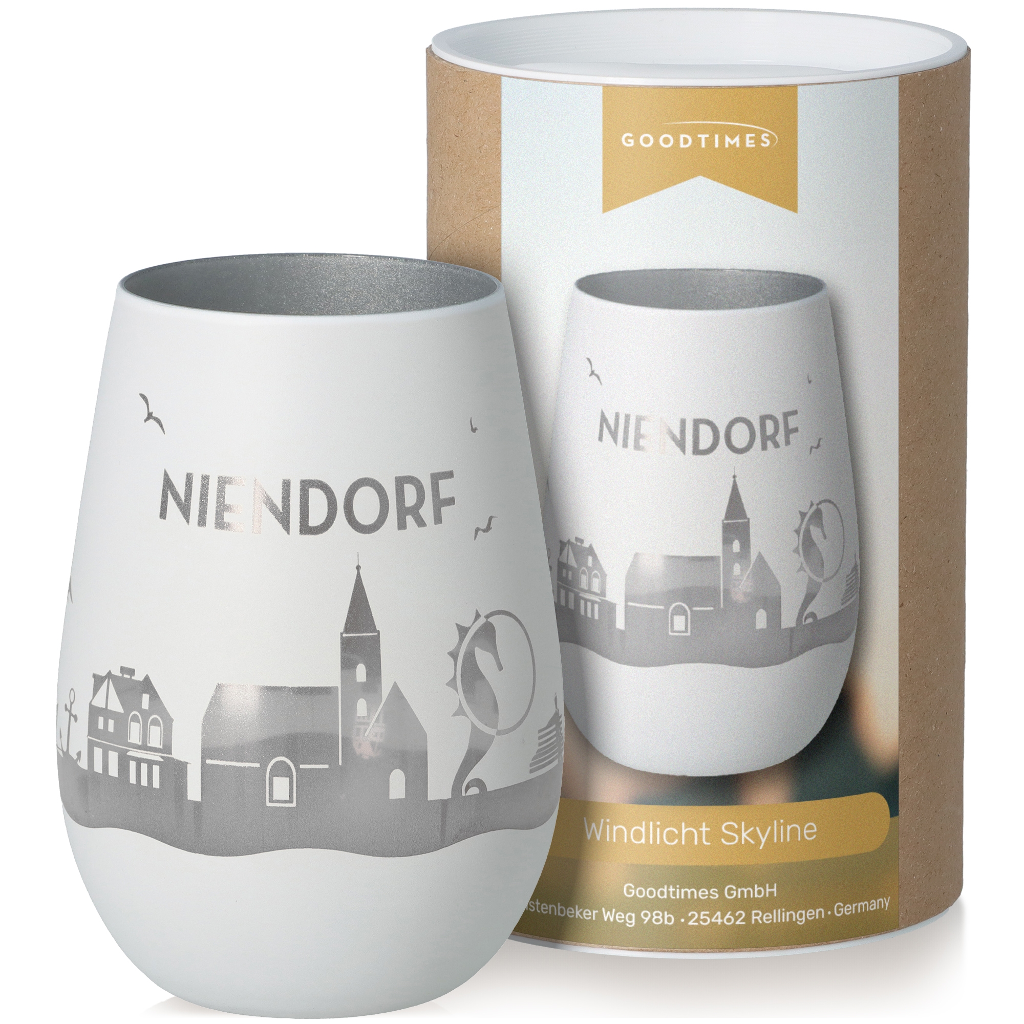 Windlicht Skyline Niendorf Weiß/Silber Windlicht Skyline Niendorf Weiß/Silber