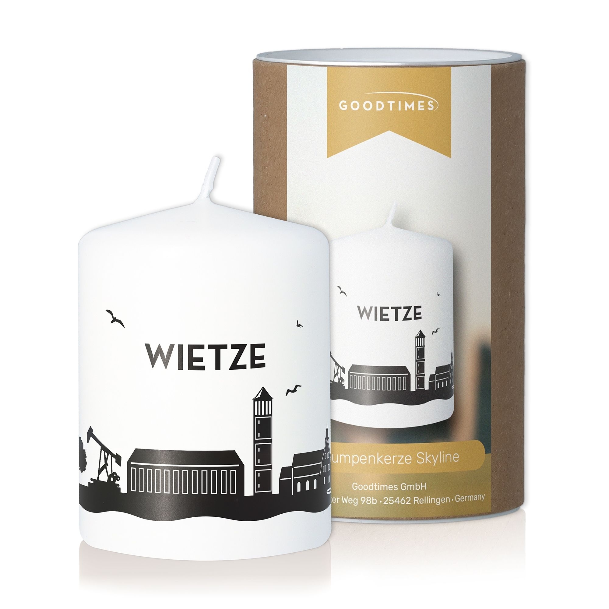 Stumpenkerze Skyline Wietze Weiß Kerze