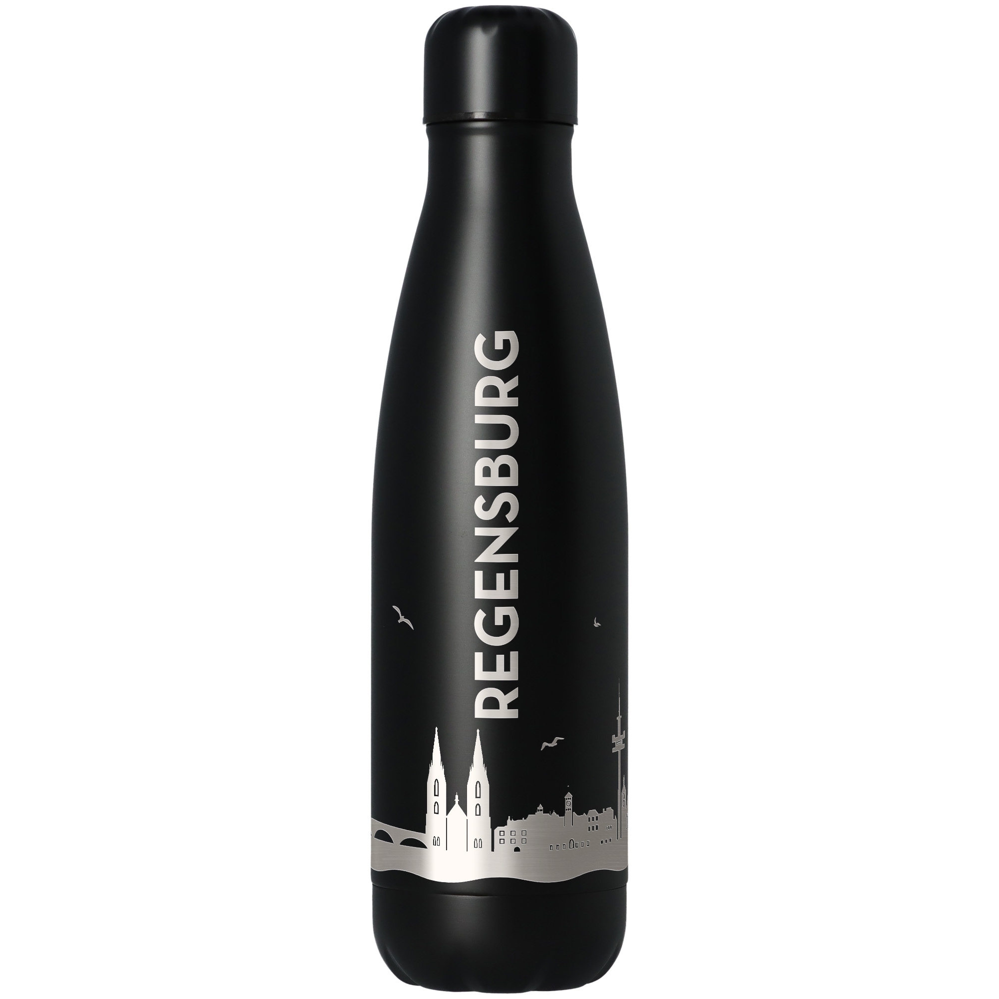 e1eb23ebcc36eebe4ad79e7d53ead9e5778cd66d Trinkflasche Skyline Regensburg Schwarz 500ml